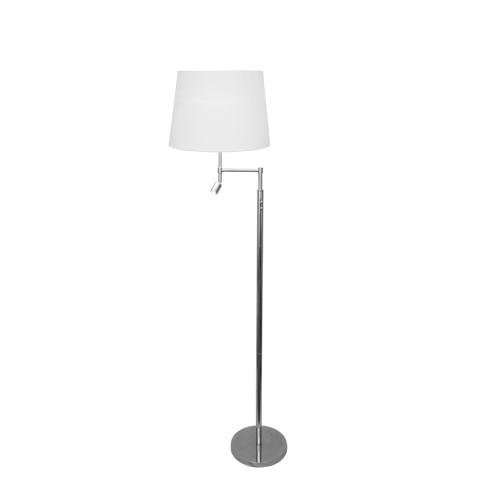 Stehlampe Orlando Weiß/Chromfarben Knopfschalter - Chromfarben/Weiß, LIFESTYLE, Textil/Metall (36/155cm) - By Rydéns