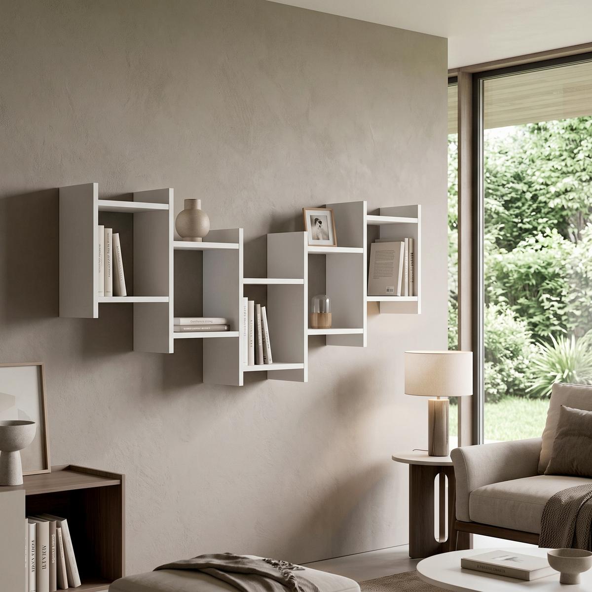 WANDREGAL Bat Shelf, Weiß B: 151 cm - Weiß, Design, Holzwerkstoff (151/64/20cm) - Livetastic