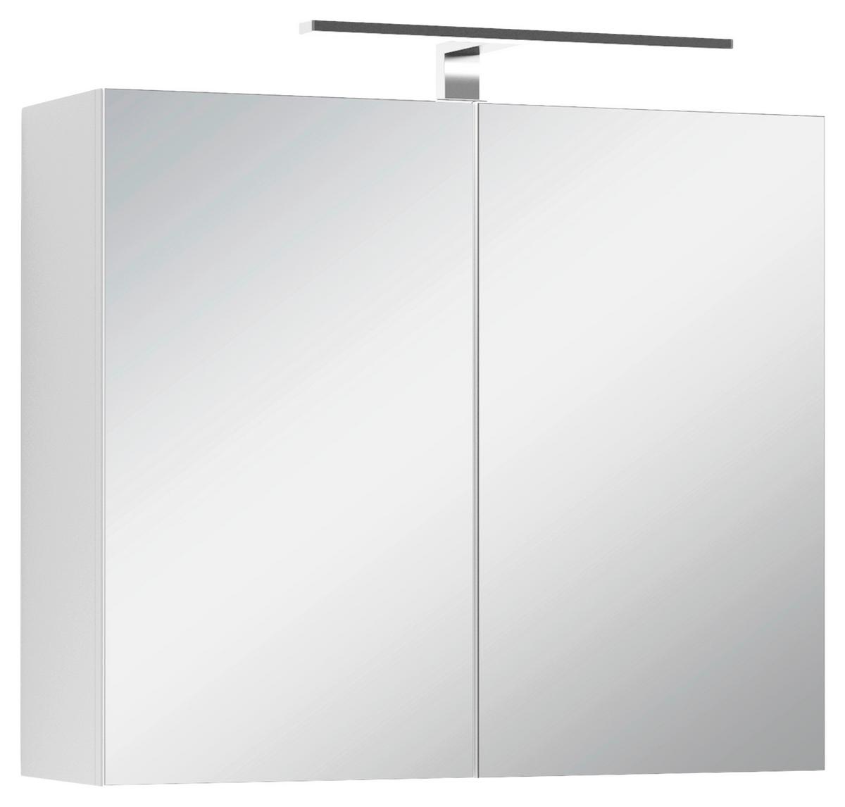 Spiegelschrank Spree Mit Led 2-Türig 70x60x20 Cm - Weiß, MODERN, Glas/Holzwerkstoff (70/60/20cm) - MID.YOU