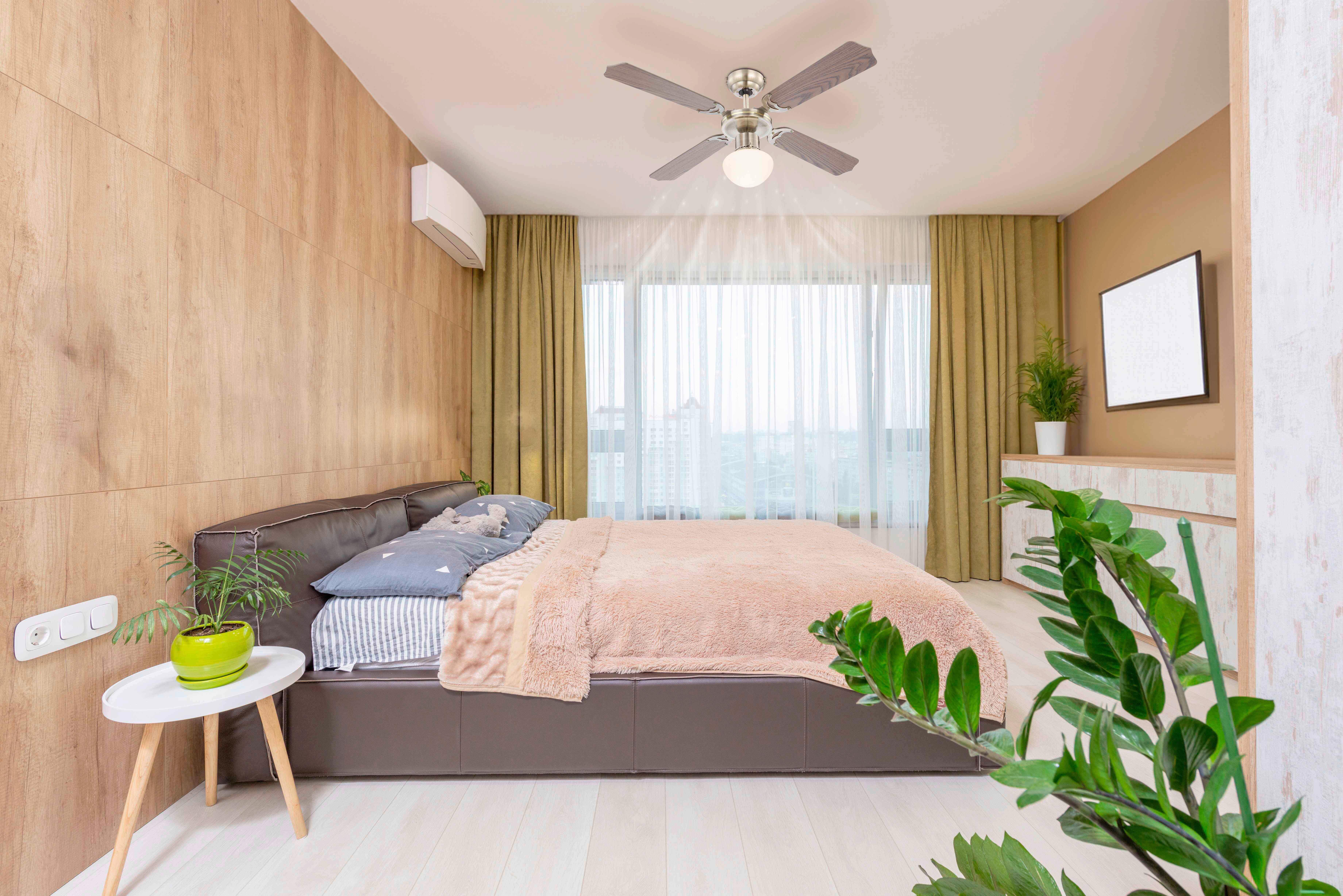 Deckenventilator Lilo - Buchefarben/Messingfarben, Basics, Glas/Holzwerkstoff (106/40,6cm)