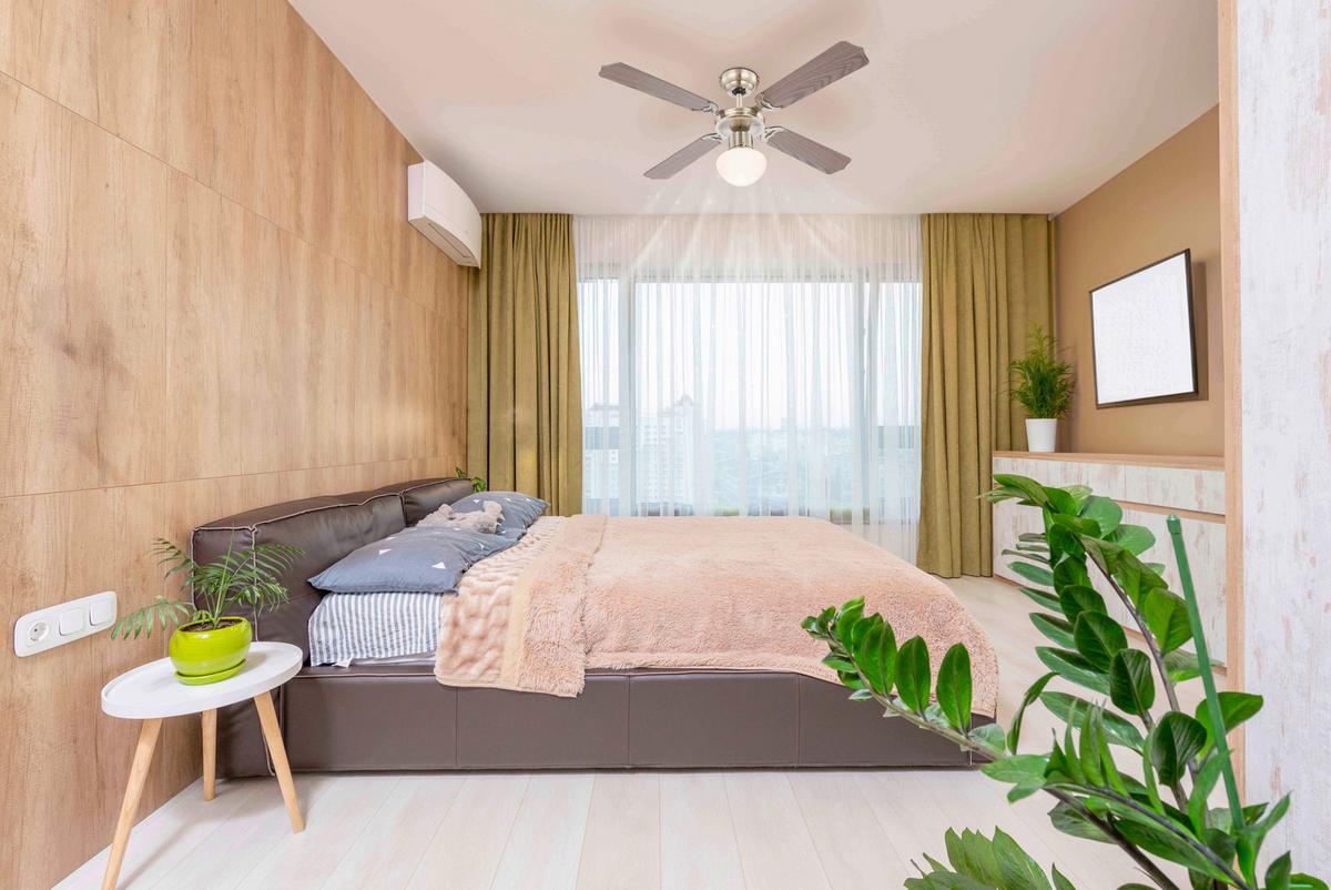 Deckenventilator Lilo - Buchefarben/Messingfarben, Basics, Glas/Holzwerkstoff (106/40,6cm)