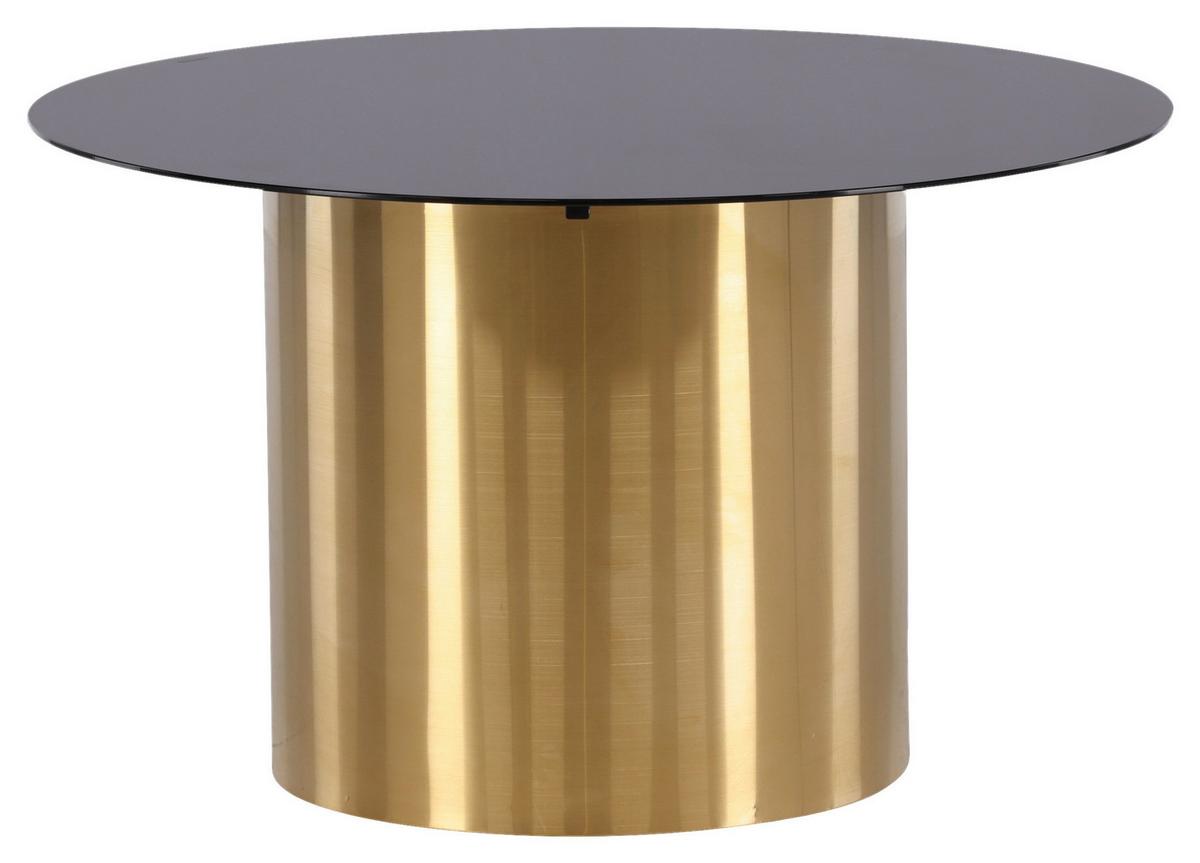 Couchtisch Ystad - Goldfarben/Schwarz, Design, Glas/Metall (80/80/46cm) - Livetastic