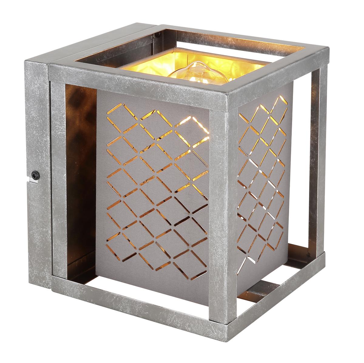 Wandleuchte 1-Flammig Grau/Silber-/Goldfarben - Silberfarben/Goldfarben, Design, Textil/Metall (17/17/20cm) - Globo