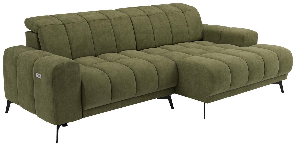 Rohová sedačka LAYA, pravá, olivově zelená tkanina MEMPHIS - olivově zelená, Moderní, textil (250/155cm) - Premium Living