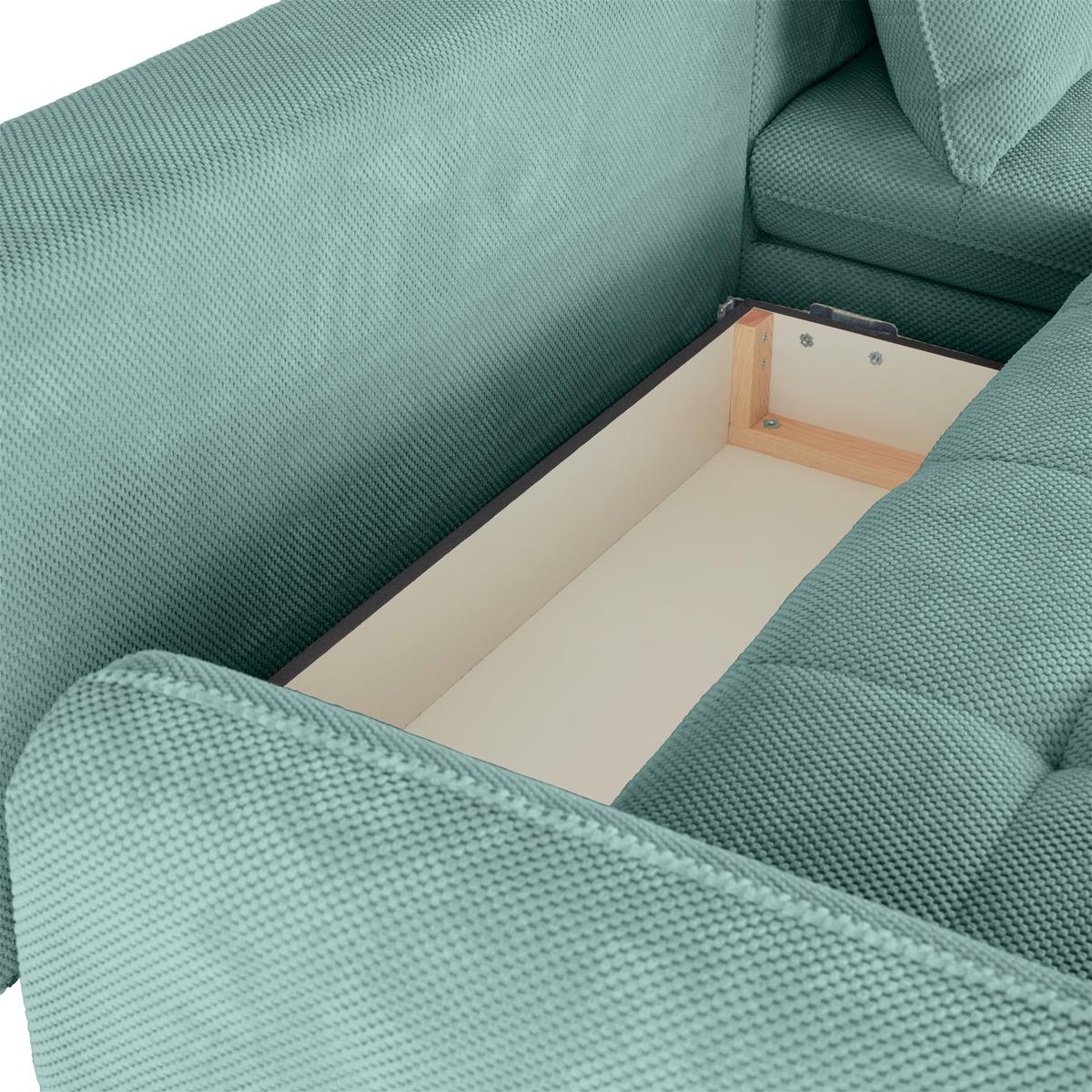 Ecksofa Wave - Türkis/Schwarz, MODERN, Holz/Textil (266/189cm)