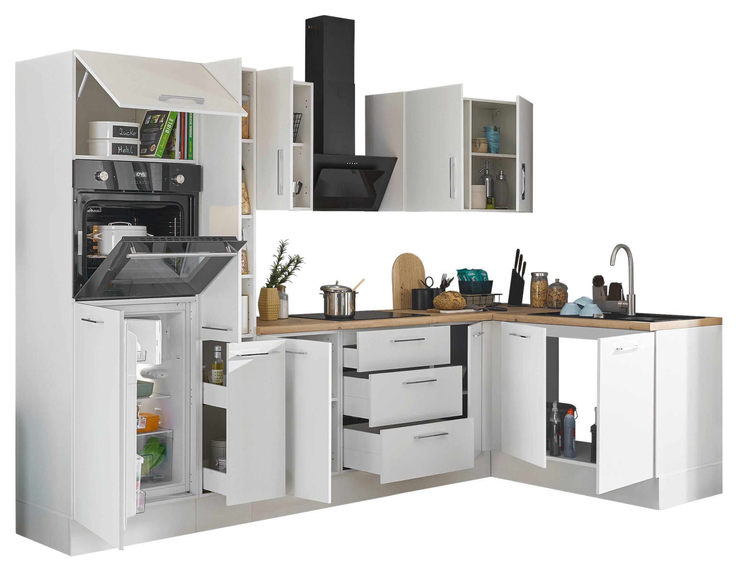 Eckküche Turin Weiß/Eiche Dekor 300x165 cm - Weiß/Eiche Artisan, Basics, Holzwerkstoff (300/165cm) - MID.YOU