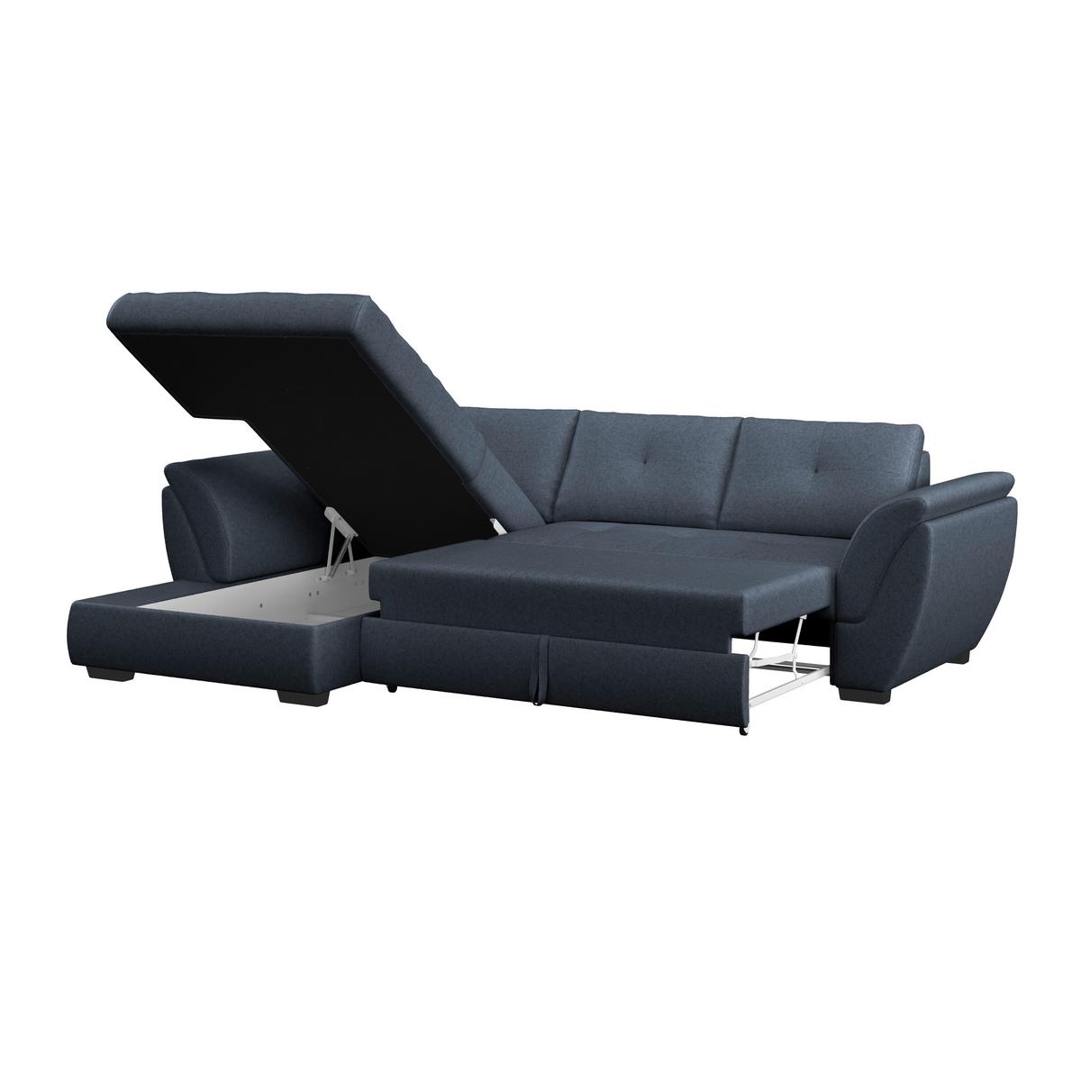 Ecksofa Berisso - Schwarz/Dunkelblau, Design, Textil (187/278cm) - Ondega