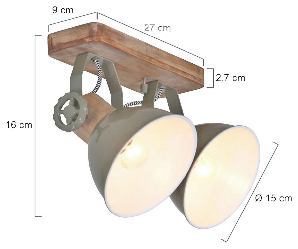 Deckenspots Gearwood - Anthrazit, Trend, Holz/Metall (32/19/17cm)