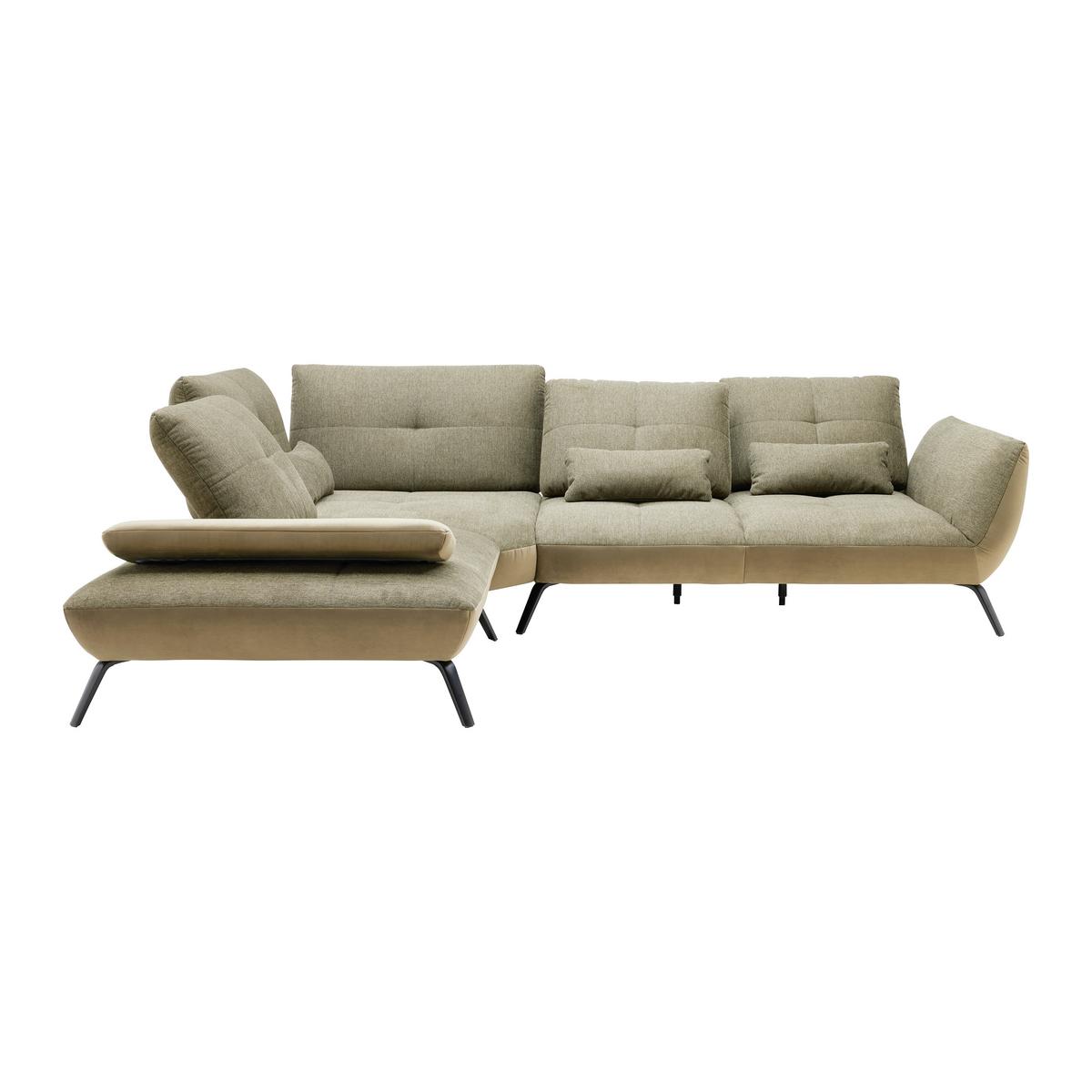 TRENDY, levá, olivově zelená s 3 bederními polštáři - černá/olivově zelená, Moderní, kov/kompozitní dřevo (250/310cm) - Premium Living