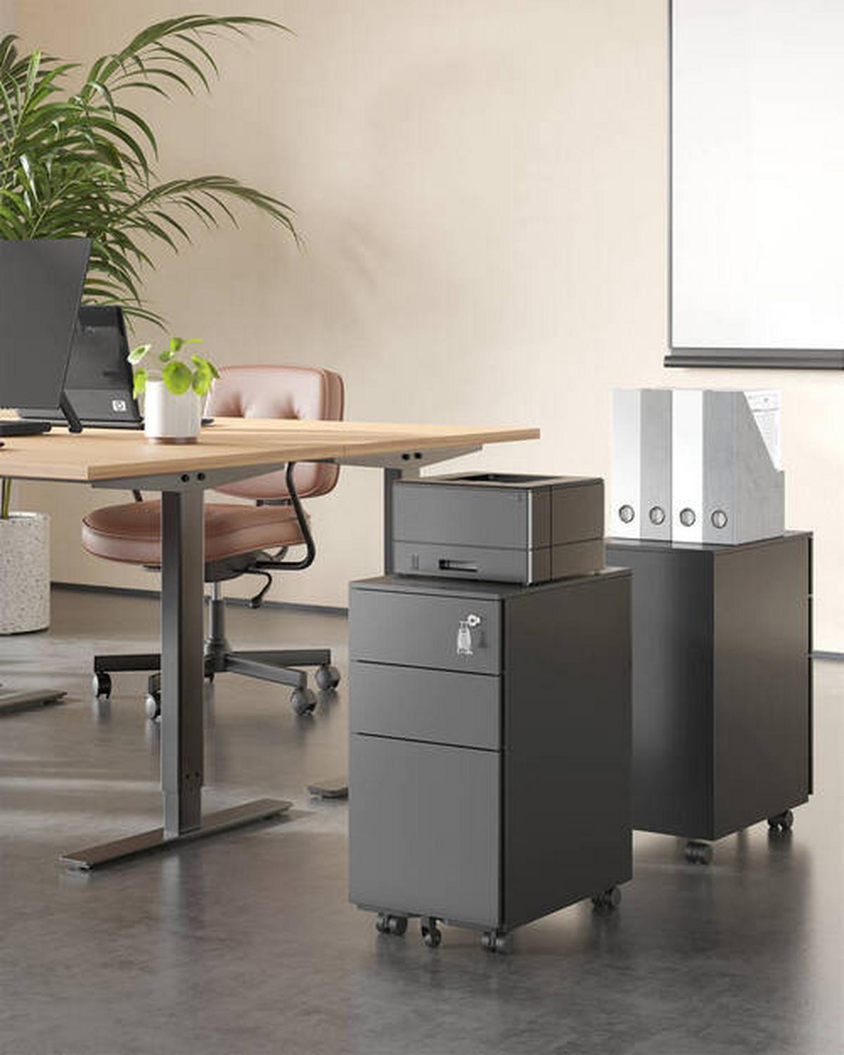 Rollcontainer Abschließbar B: 30 cm, Schwarz - Schwarz, Basics, Metall (30/60/45cm) - Boxxx