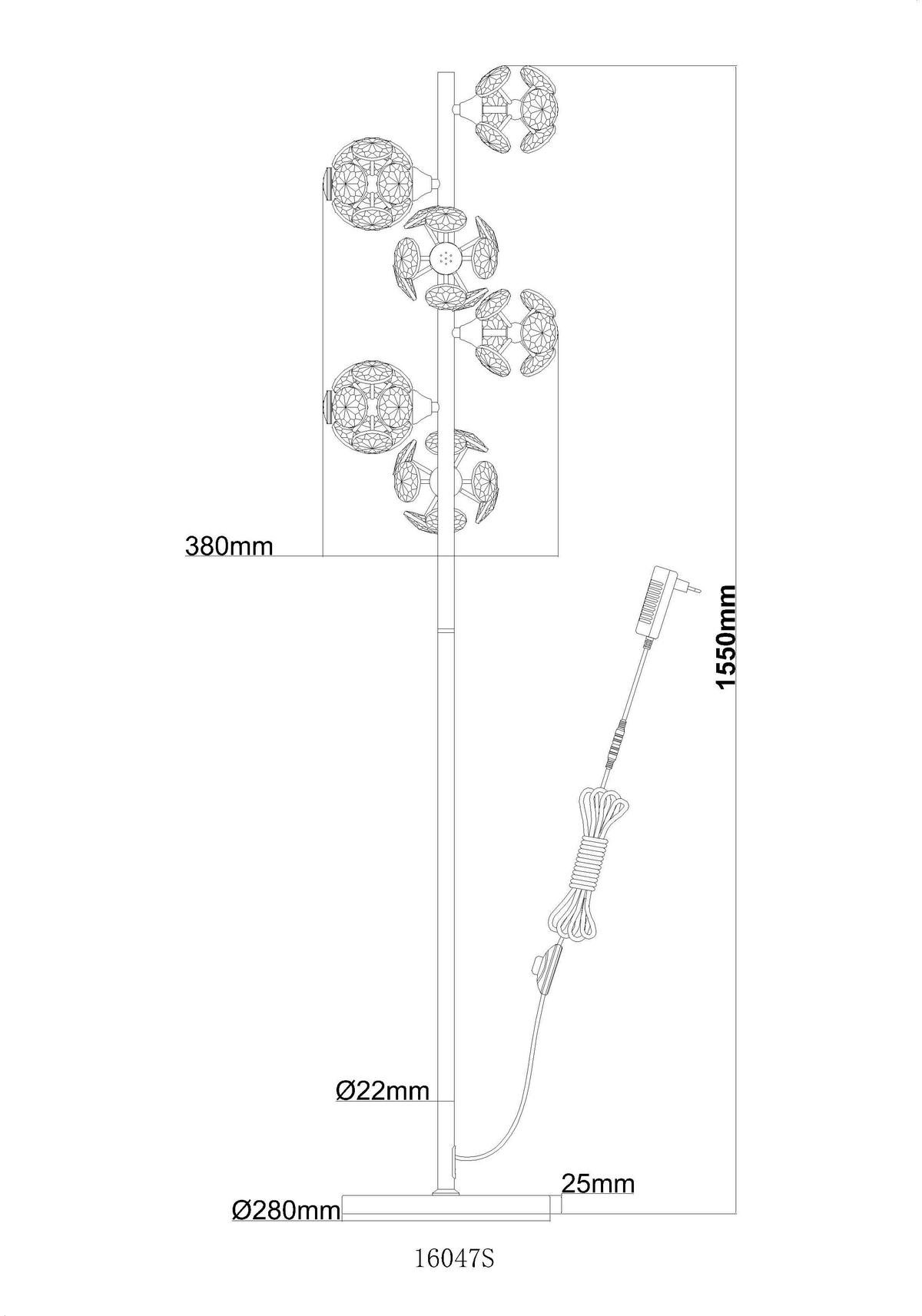 LED-Stehleuchte Virina L:28cm Klar Goldfarben Transparent - Klar/Transparent, KONVENTIONELL, Glas/Kunststoff (28/36/155cm) - Globo