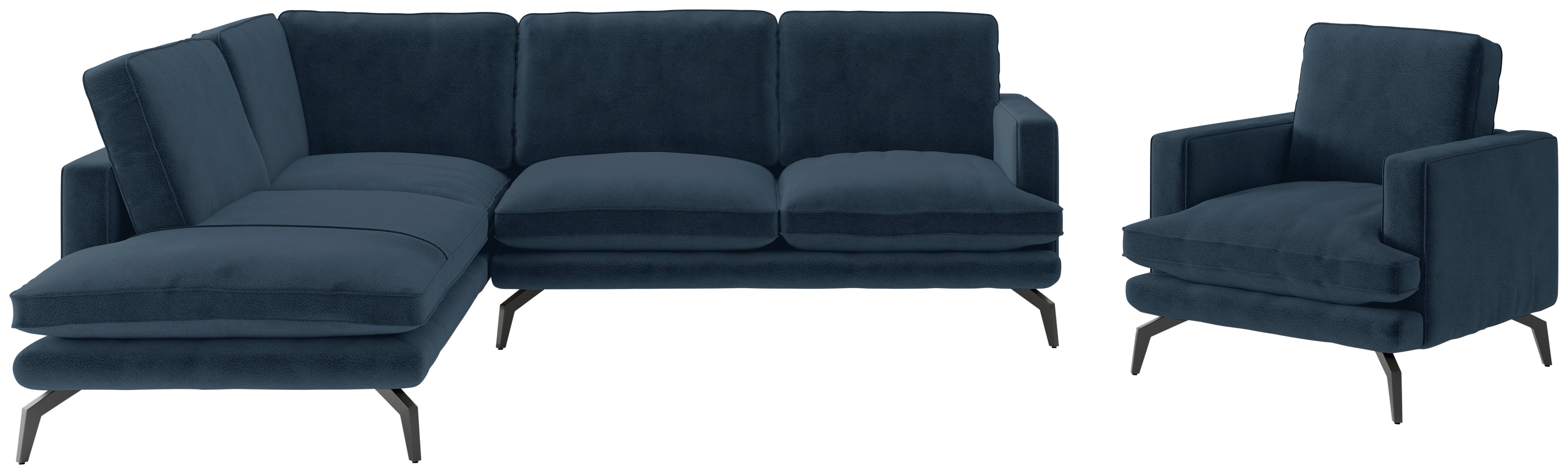 Sitzgarnitur Bali - Schwarz/Dunkelblau, Design, Textil (202/250cm) - Livetastic