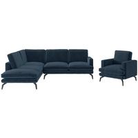 Sitzgarnitur Bali - Schwarz/Dunkelblau, Design, Textil (202/250cm) - Livetastic