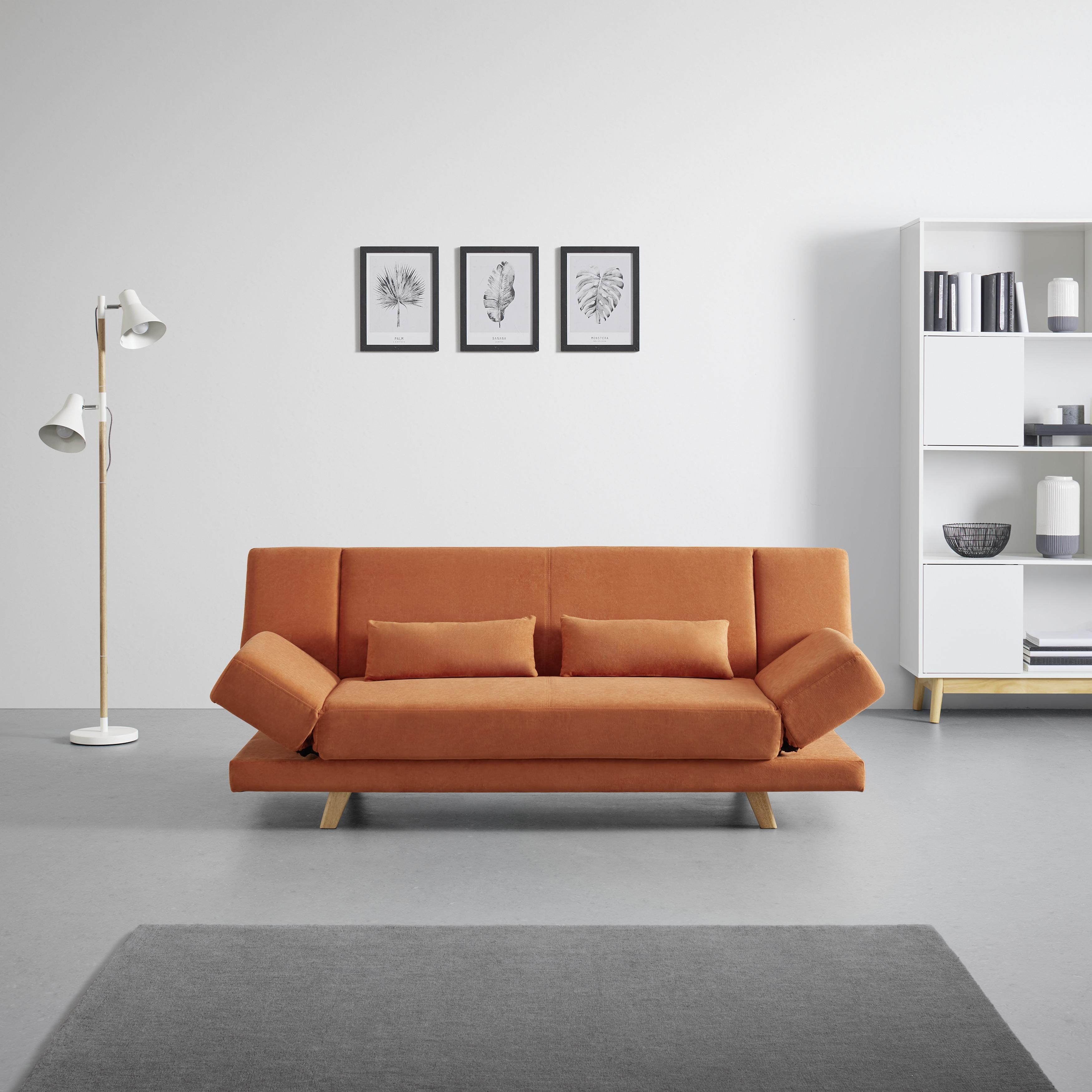Pohovka Funky Oranžová - oranžová/přírodní barvy, Moderní, dřevo/textil (183/73/79cm) - Bessagi Home