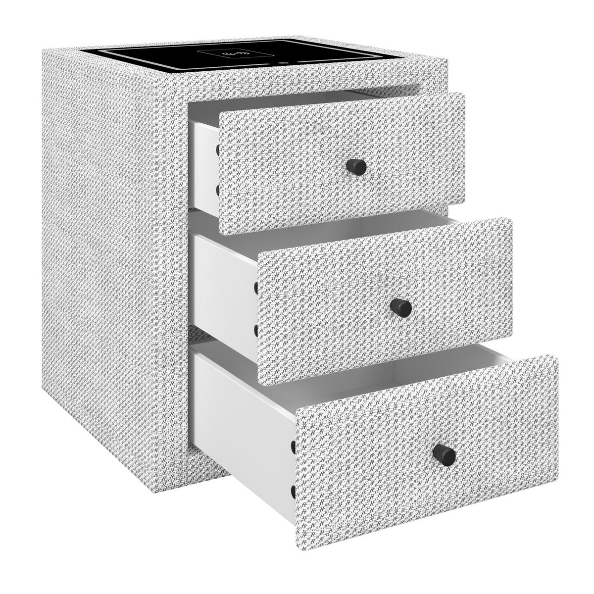 Nachtkästchen Brisbane II mit Induktionsladezone B: 49,5cm - Grauweiß, Trend, Glas/Holzwerkstoff (49,5/56,5/46cm) - Sembella