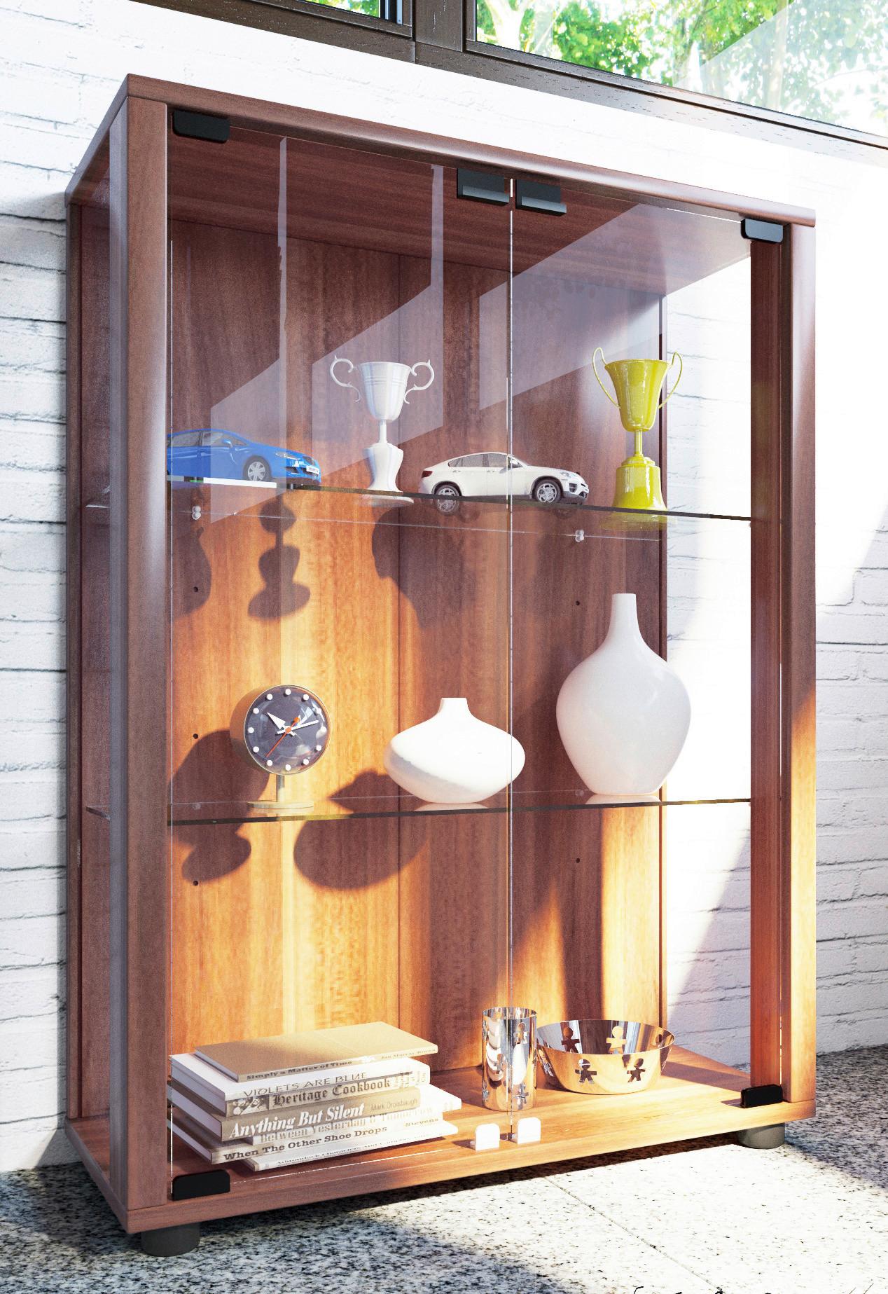Vitrine Glasol Xxl B: 52 Cm Stehend Anthrazit - Nussbaumfarben/Schwarz, MODERN, Glas/Holzwerkstoff (60/80/25cm) - MID.YOU