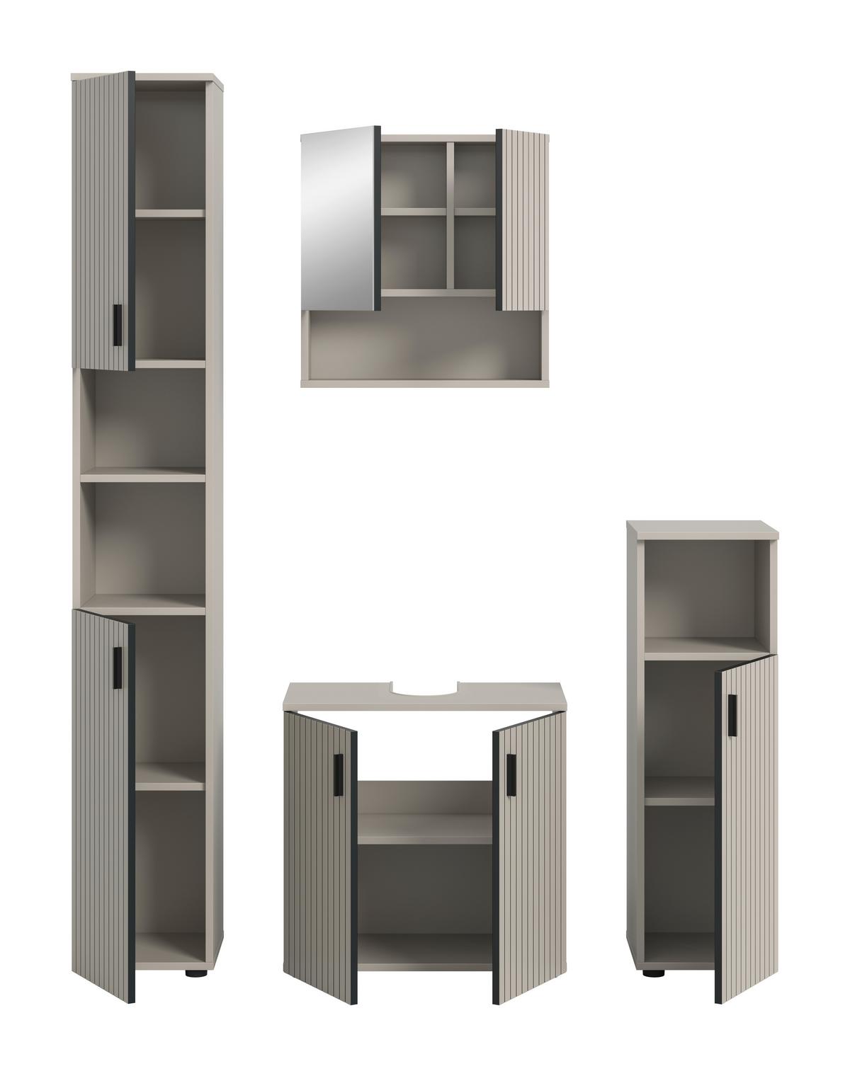 Badezimmer Mone Kaschmir B: 120cm - Kaschmir/Schwarz, Trend, Glas/Holzwerkstoff (120cm) - MID.YOU