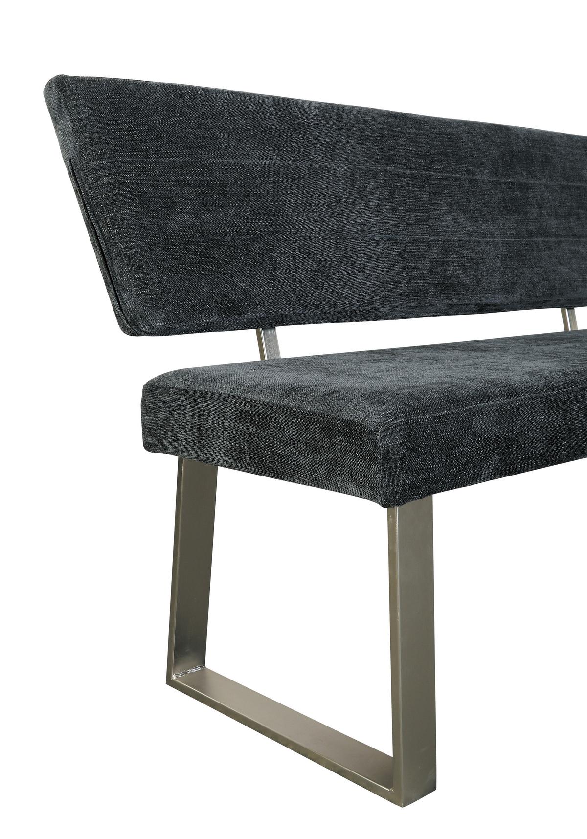 Eckbank Dunkelgrau Hausvik 142,5x187 Cm - Dunkelgrau/Nickelfarben, MODERN, Textil/Metall (142,5/187cm) - MID.YOU
