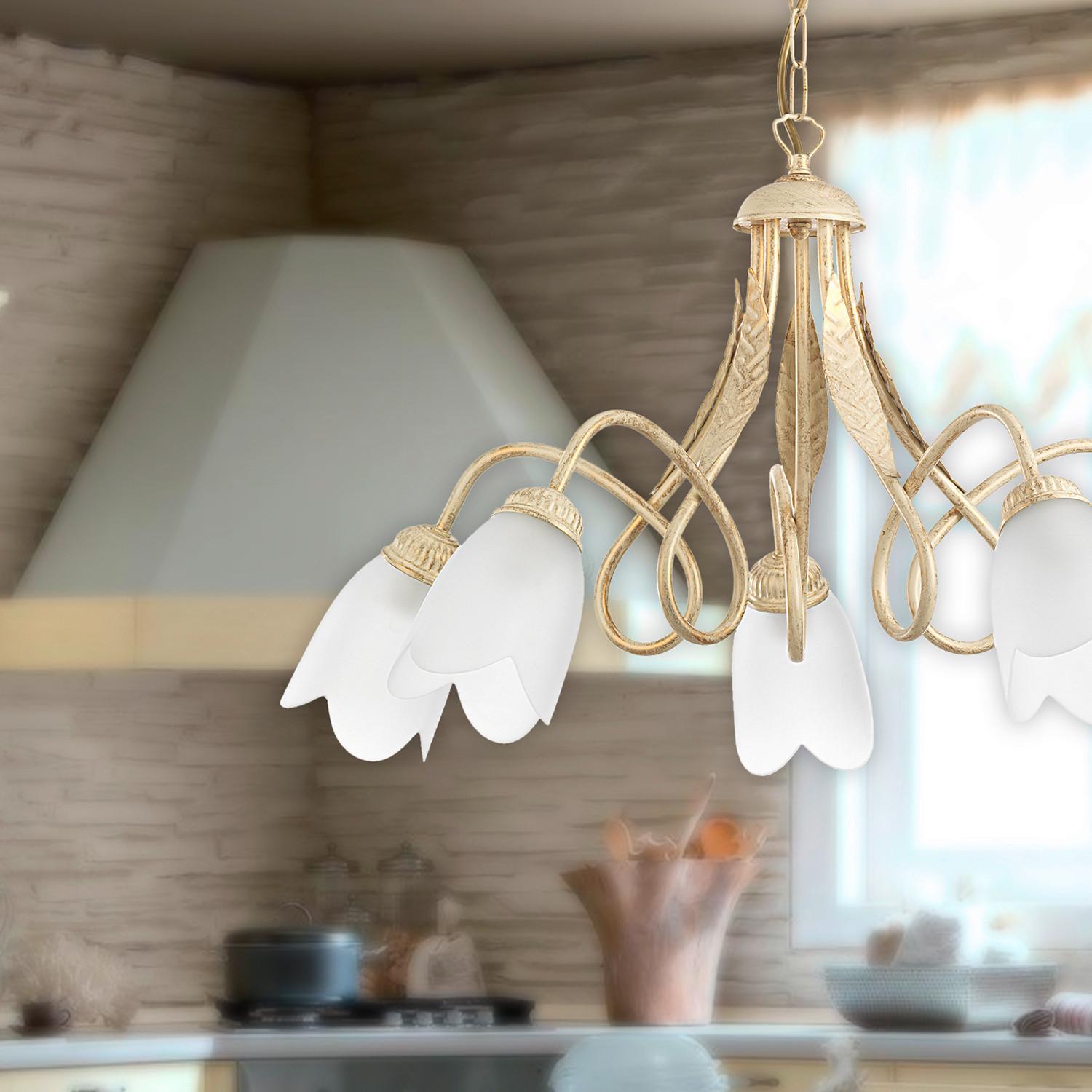 Kronleuchter 4250/5a - Weiß, KONVENTIONELL, Glas/Metall (75/82cm)