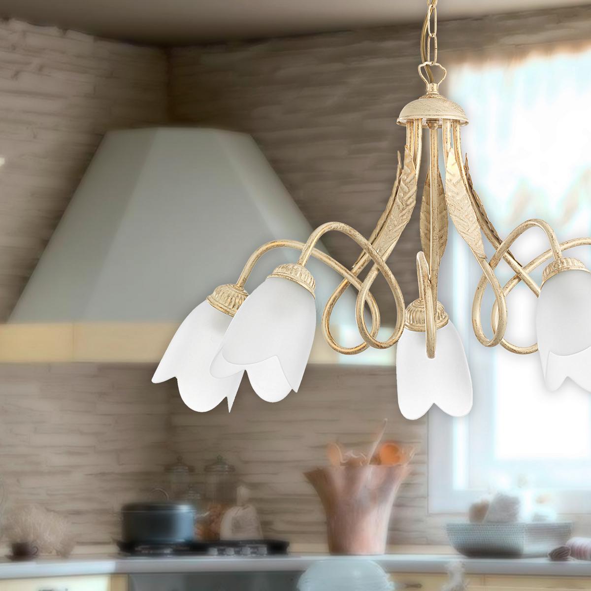 Kronleuchter 4250/5a - Weiß, KONVENTIONELL, Glas/Metall (75/82cm)