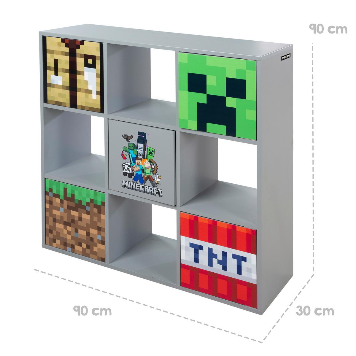Regal Minecraft - Multicolor/Grau, MODERN, Holzwerkstoff (90/90/30cm) - Minecraft