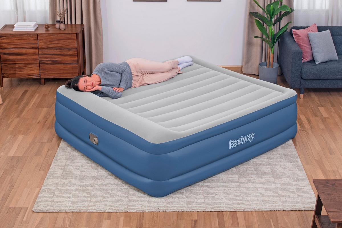 Luftbett Robert 203x193x56 Cm Bis 300kg, Inkl. Pumpe - Dunkelblau/Grau, KONVENTIONELL, Kunststoff/Metall (203/193/56cm) - Bestway