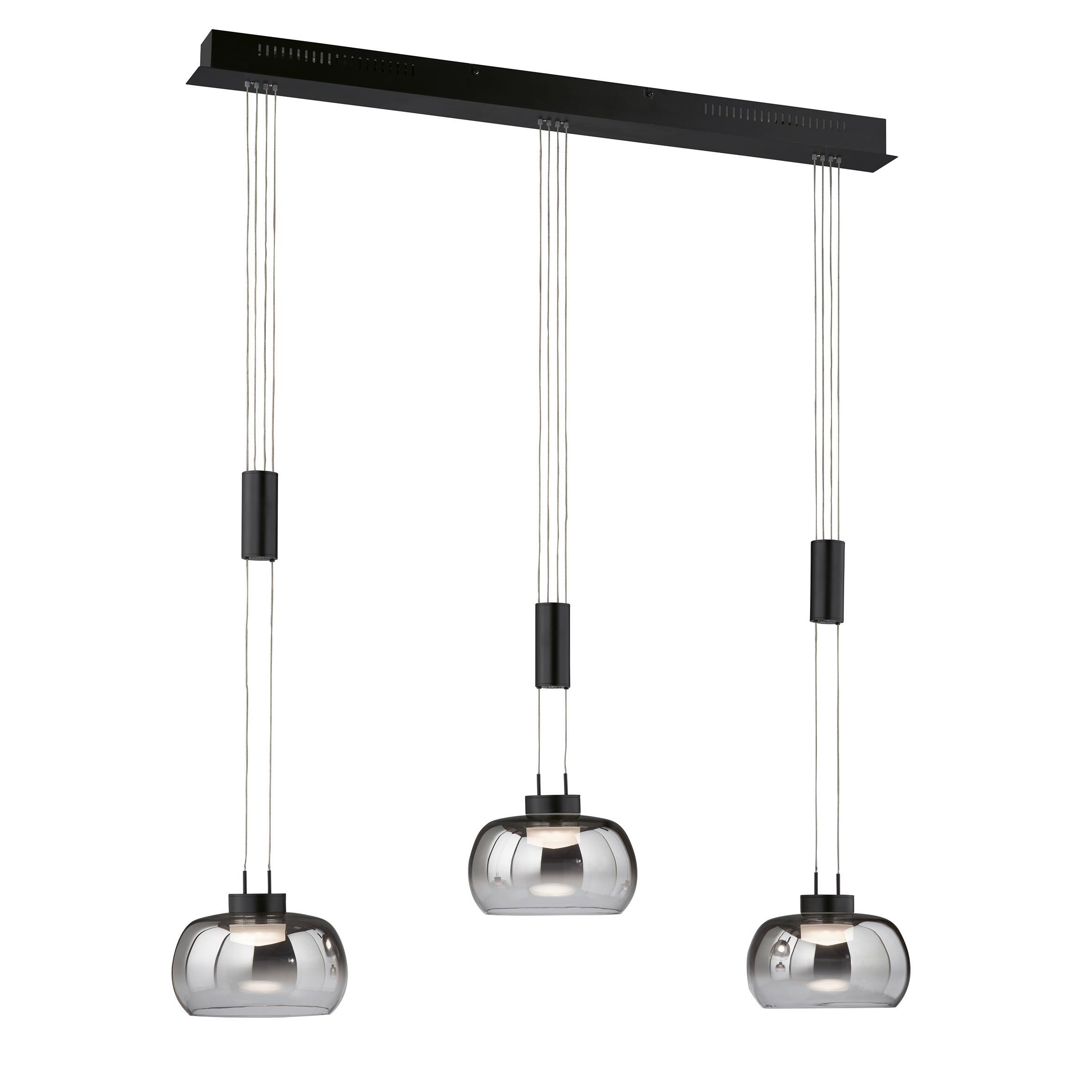 LED-Pendelleuchte Arosa Schwarz B: 22 cm - Schwarz, Design, Metall (98/22/108 - 168cm) - Fischer & Honsel