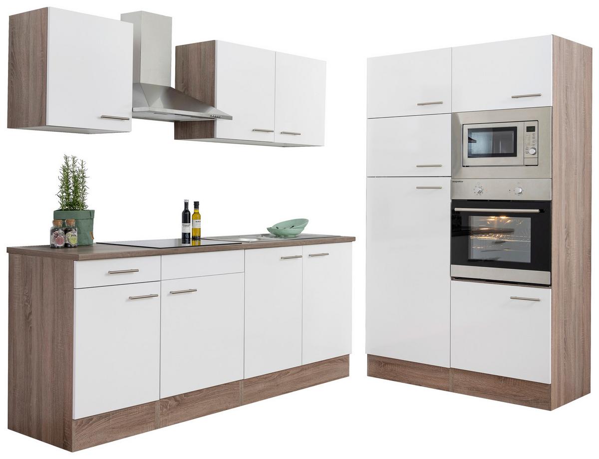 Küchenzeile mit Geräten B: 330 cm Eichefarben/Weiß - Eichefarben/Weiß, MODERN, Holzwerkstoff (330cm) - Respekta