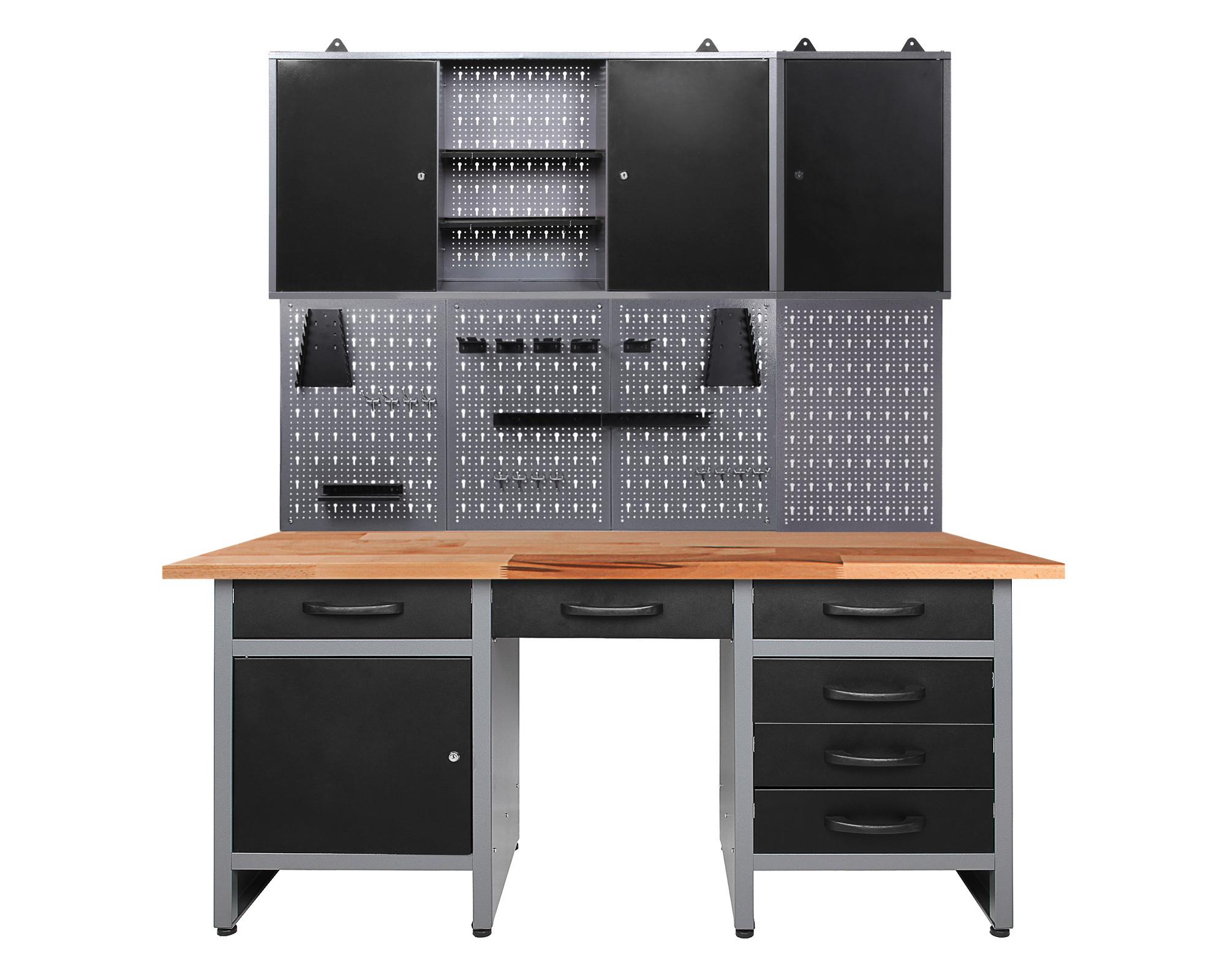 Werkbank-set Harry Anthrazit/grau B: 160cm - Anthrazit/Grau, Basics, Holz/Metall (160/205/60cm)