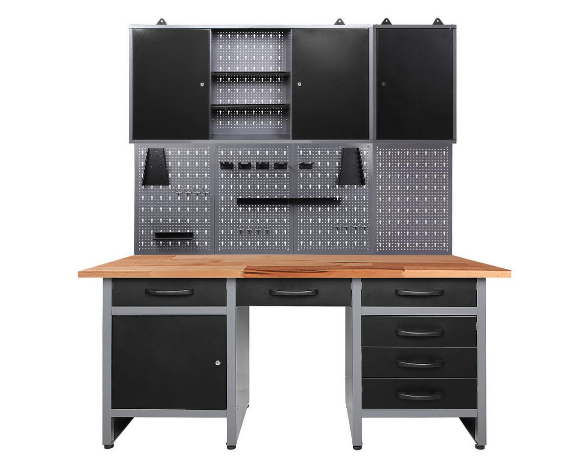 Werkbank-set Harry Anthrazit/grau B: 160cm - Anthrazit/Grau, Basics, Holz/Metall (160/205/60cm)