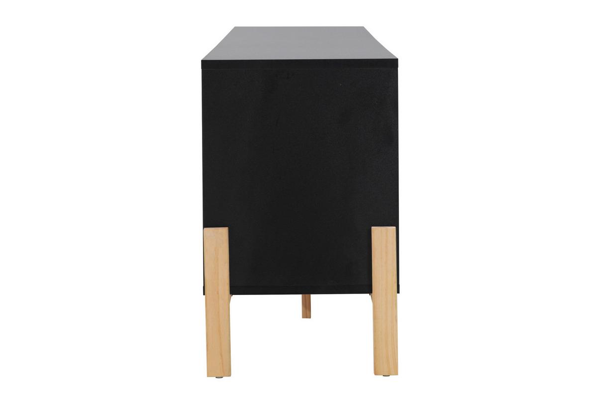 Lowboard Schwarz B: 185cm - Schwarz/Naturfarben, Design, Holzwerkstoff (185/53,5/33,5cm) - Livetastic