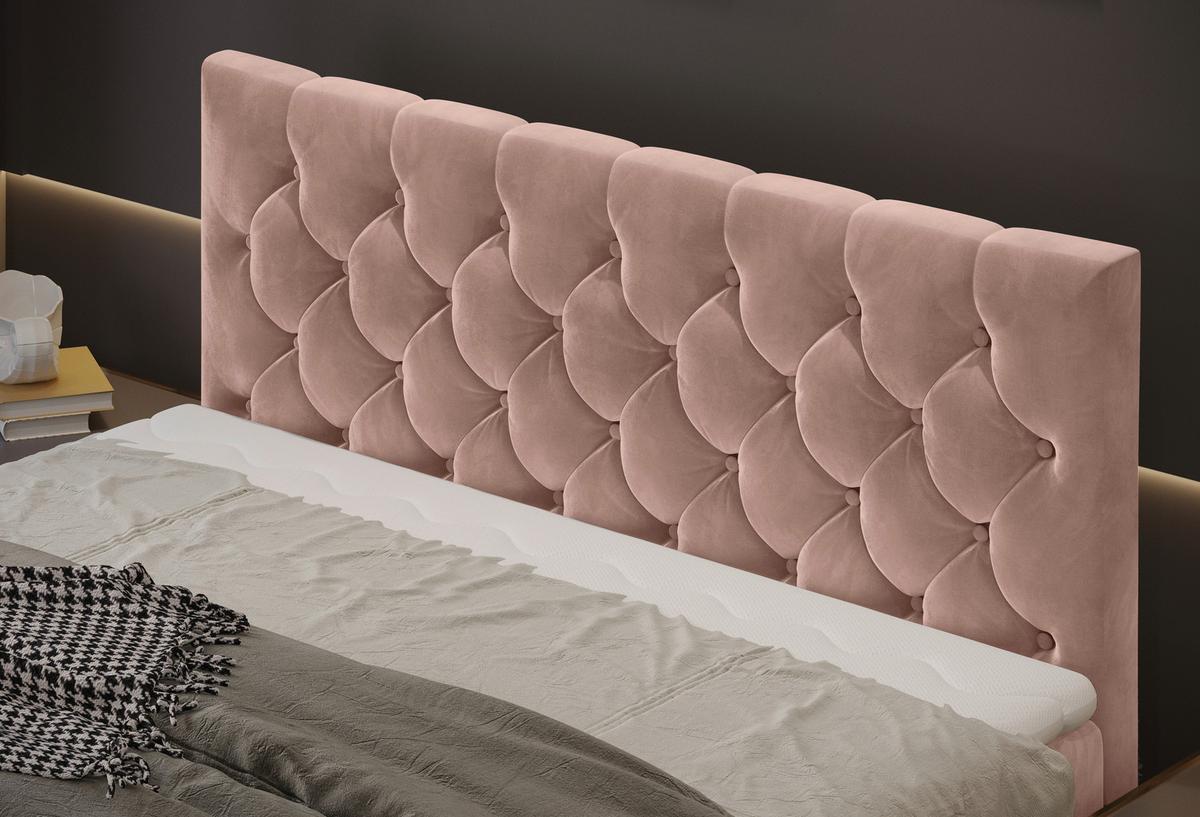Boxspringbett Swing 14 Altrosa 140x200 Cm H2 - Beige/Schwarz, ROMANTIK / LANDHAUS, Textil (140/200cm) - James Wood