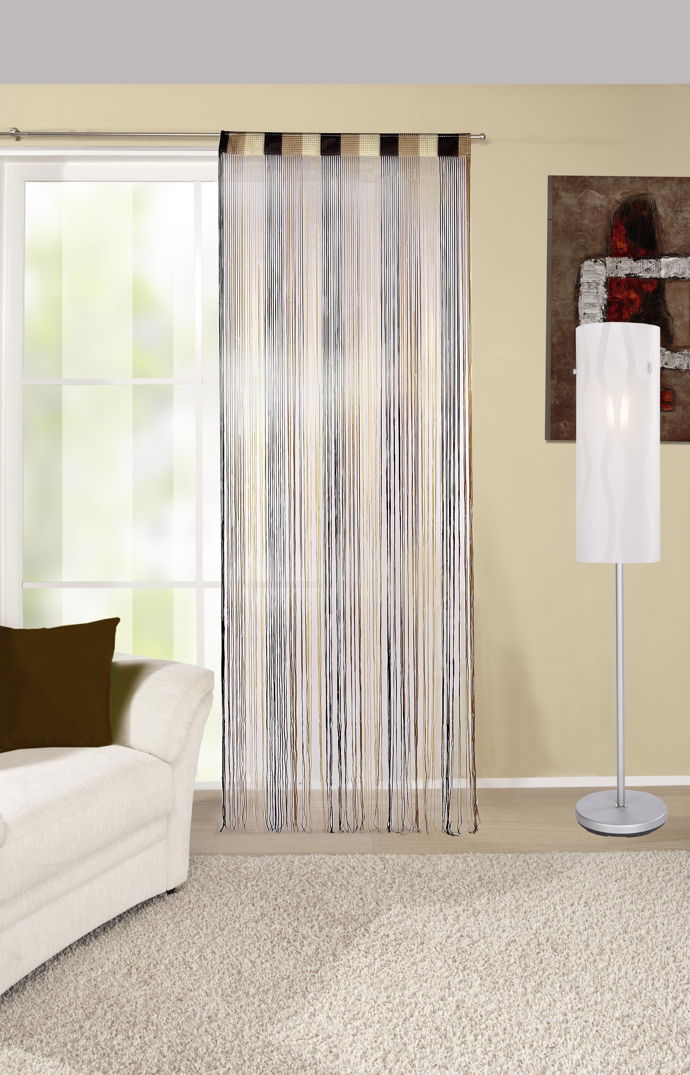 Fadenvorhang + Stangendurchzug Rita 90x245 Cm Schoko/beige - Dunkelbraun/Beige, KONVENTIONELL, Textil (90/245cm) - Luca Bessoni