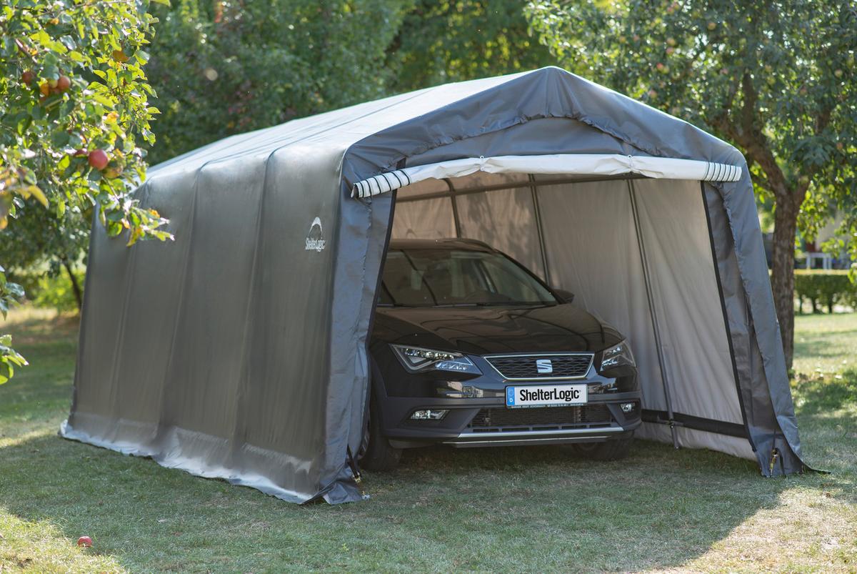 Zeltgarage Garage-In-A-Box 18,3m² - Grau, Basics, Kunststoff (300/240/610cm)