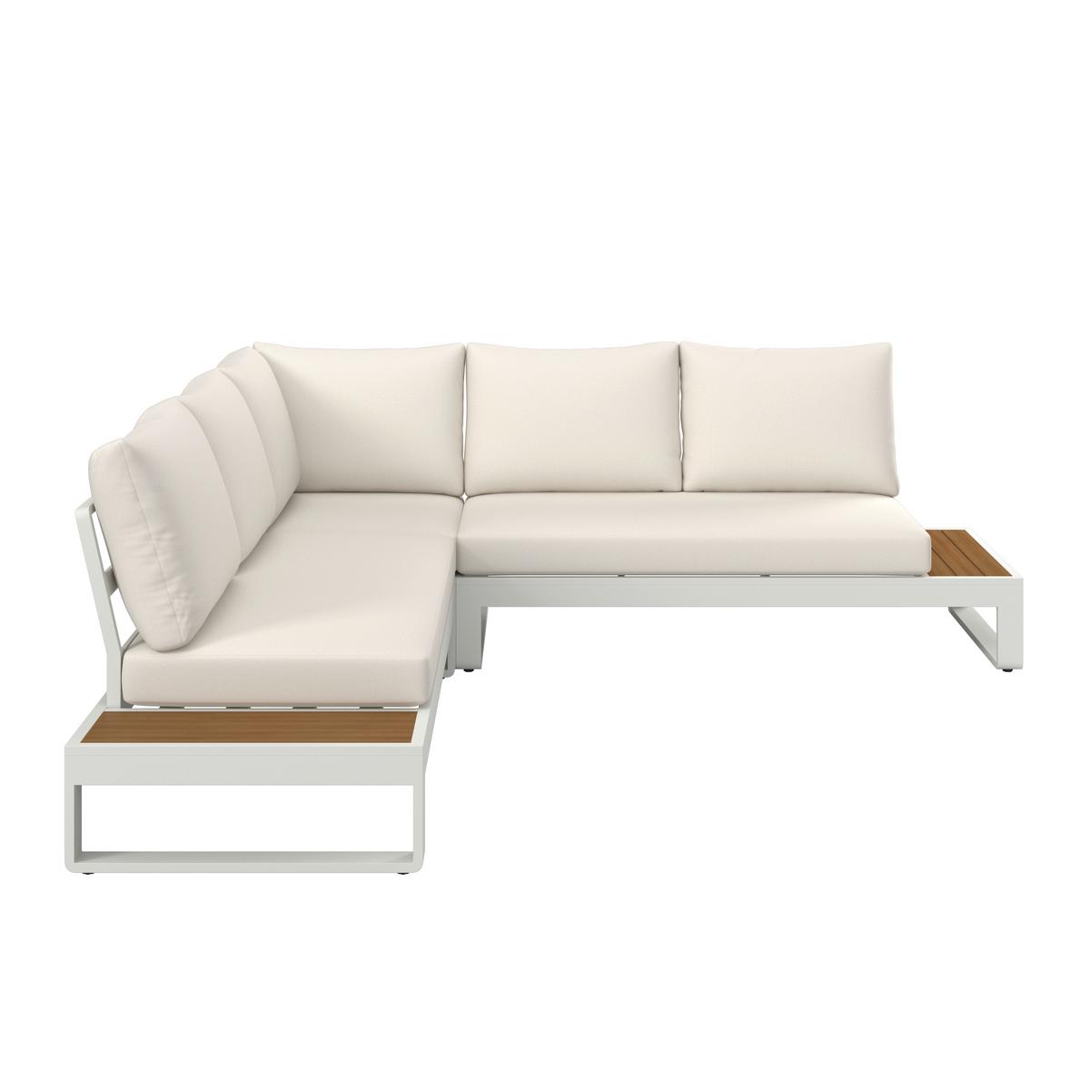 TERASOVÁ SEDACÍ SOUPRAVA MARIJANA - barvy teak/krémová, Moderní, kov/textil (235/68/73cm) - Bessagi Garden