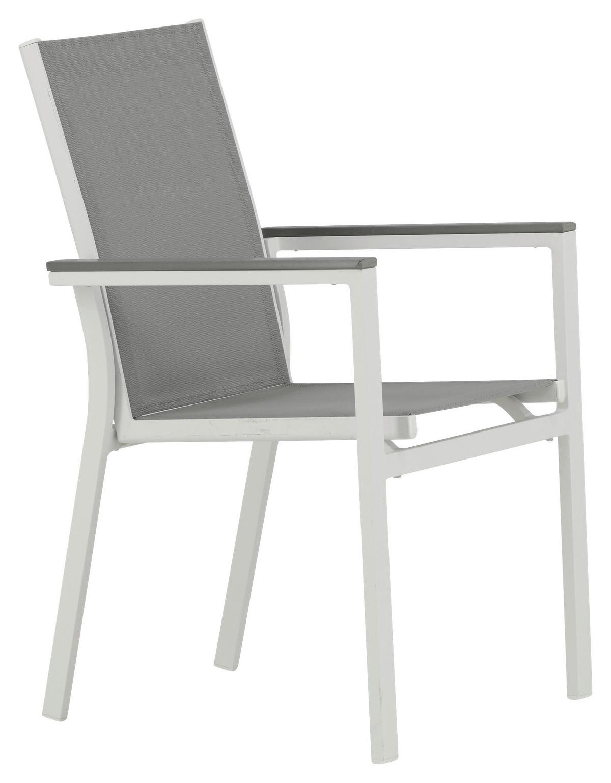 Gartensessel-set 2-tlg. Parma Metall/textil - Weiß/Grau, KONVENTIONELL, Textil/Metall (57/90/60cm) - Gardenson