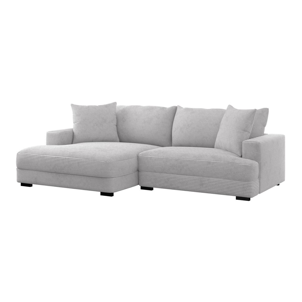 Ecksofa Pelle m. Kissen taupe Cord 180x265cm - Taupe/Schwarz, MODERN, Textil (180/265cm)