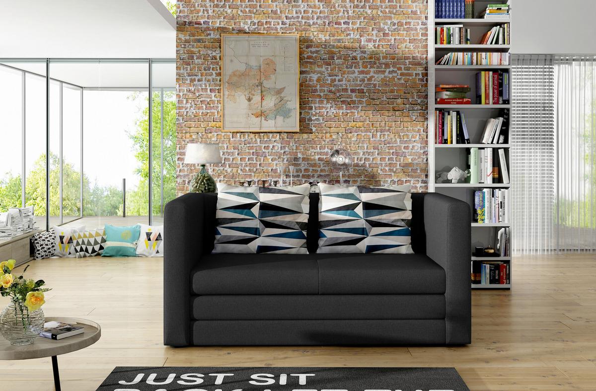 2-sitzer-sofa Mit Schlaffunktion Neva Anthrazit - Anthrazit/Schwarz, Design, Textil (132/62/70cm) - MID.YOU