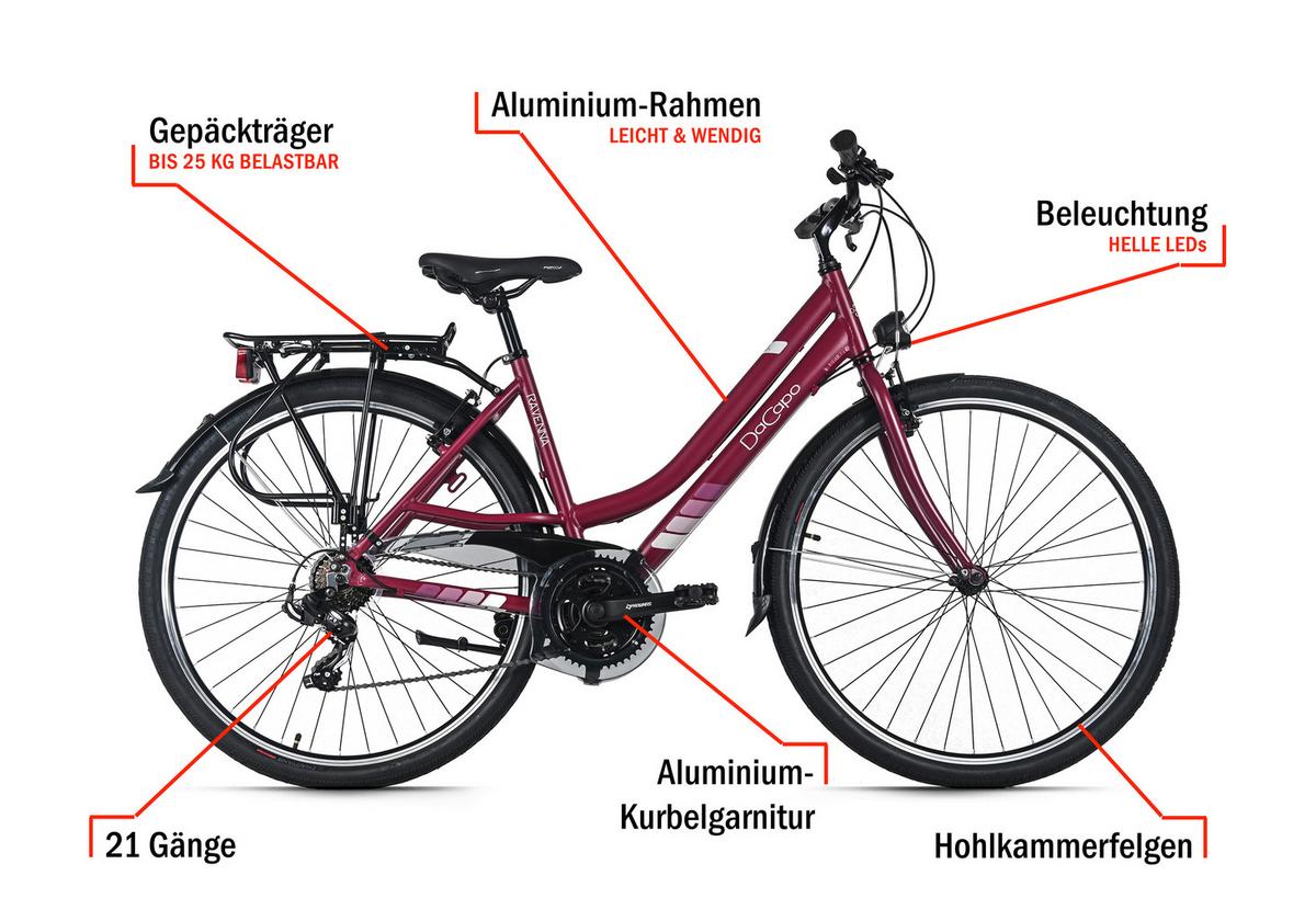 Trekkingrad Damen 28 Zoll - Rot, Basics, Metall (25/140/60cm)