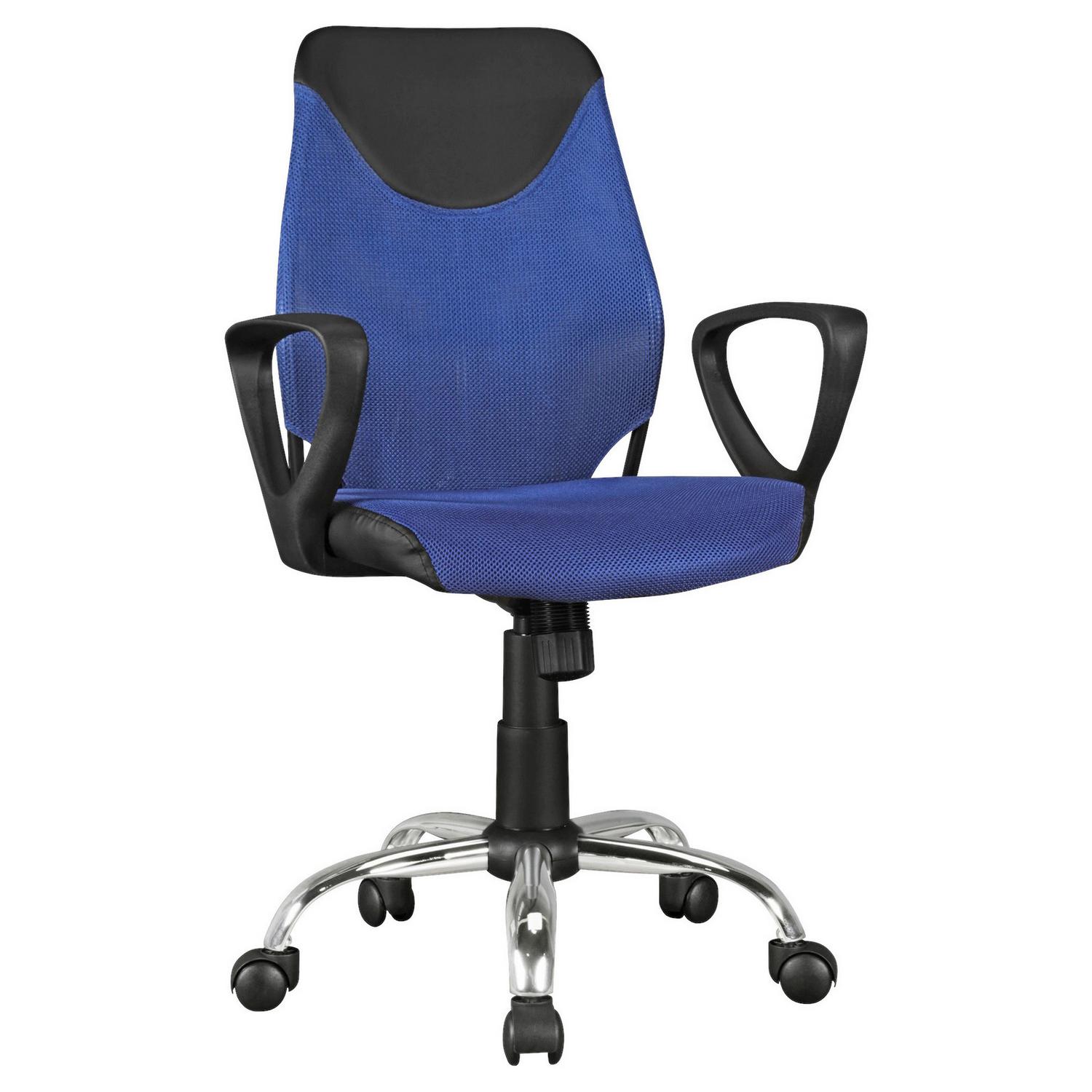 Jugenddrehstuhl Kika Lederlook Blau/Schwarz bis 60 kg Blau 60x105x60 cm