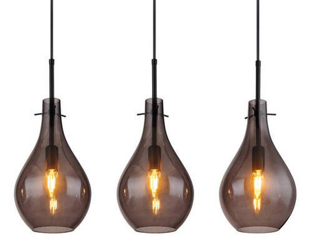 Hängeleuchte Exkl. 6xe14, 40w - Schwarz, Design, Glas/Metall (140/18/120cm) - Globo