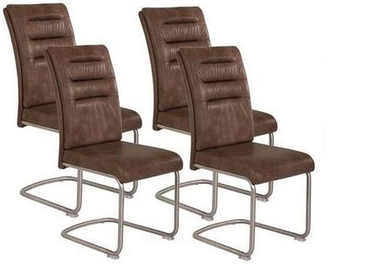 Schwingstuhl Paula S Schlammf. Gepolstert 4er-Set - Edelstahlfarben/Schlammfarben, MODERN, Textil/Metall (45/102/65cm) - MID.YOU