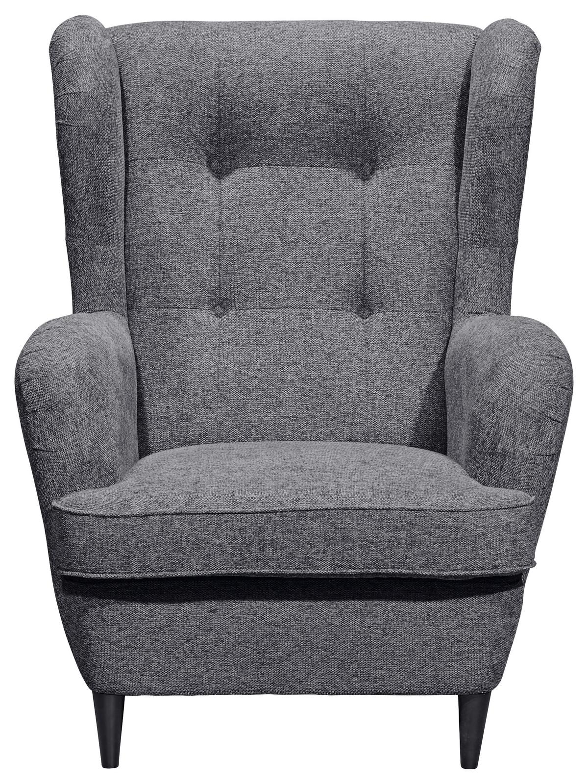 Ohrensessel Oskar Webstoff Anthrazit - Anthrazit/Schwarz, Basics, Holzwerkstoff/Textil (78/102/98cm) - MID.YOU