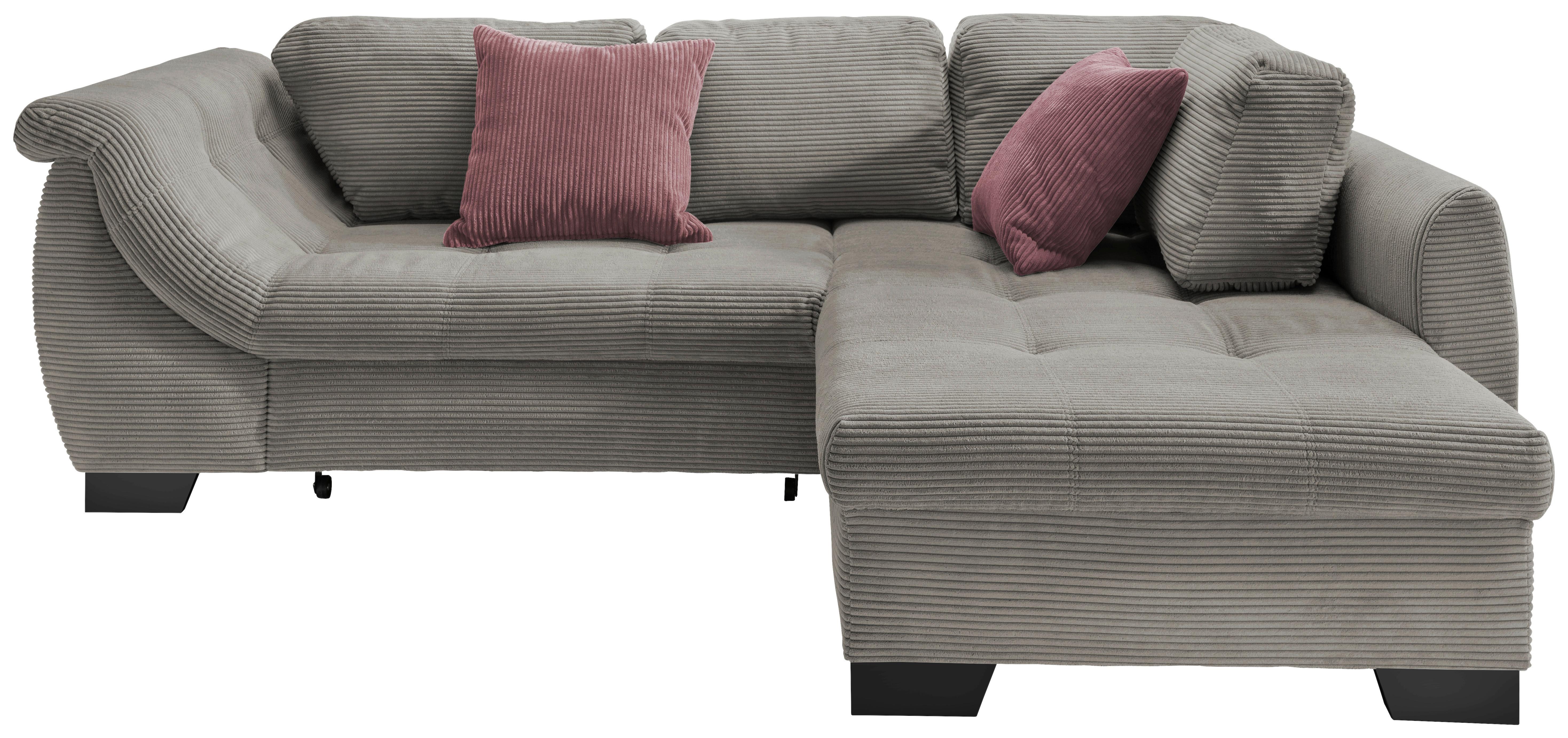 Ecksofa mit Schlaffunktion Flora Graubraun Cord - Koralle/Graubraun, Design, Textil (250/190cm) - MID.YOU