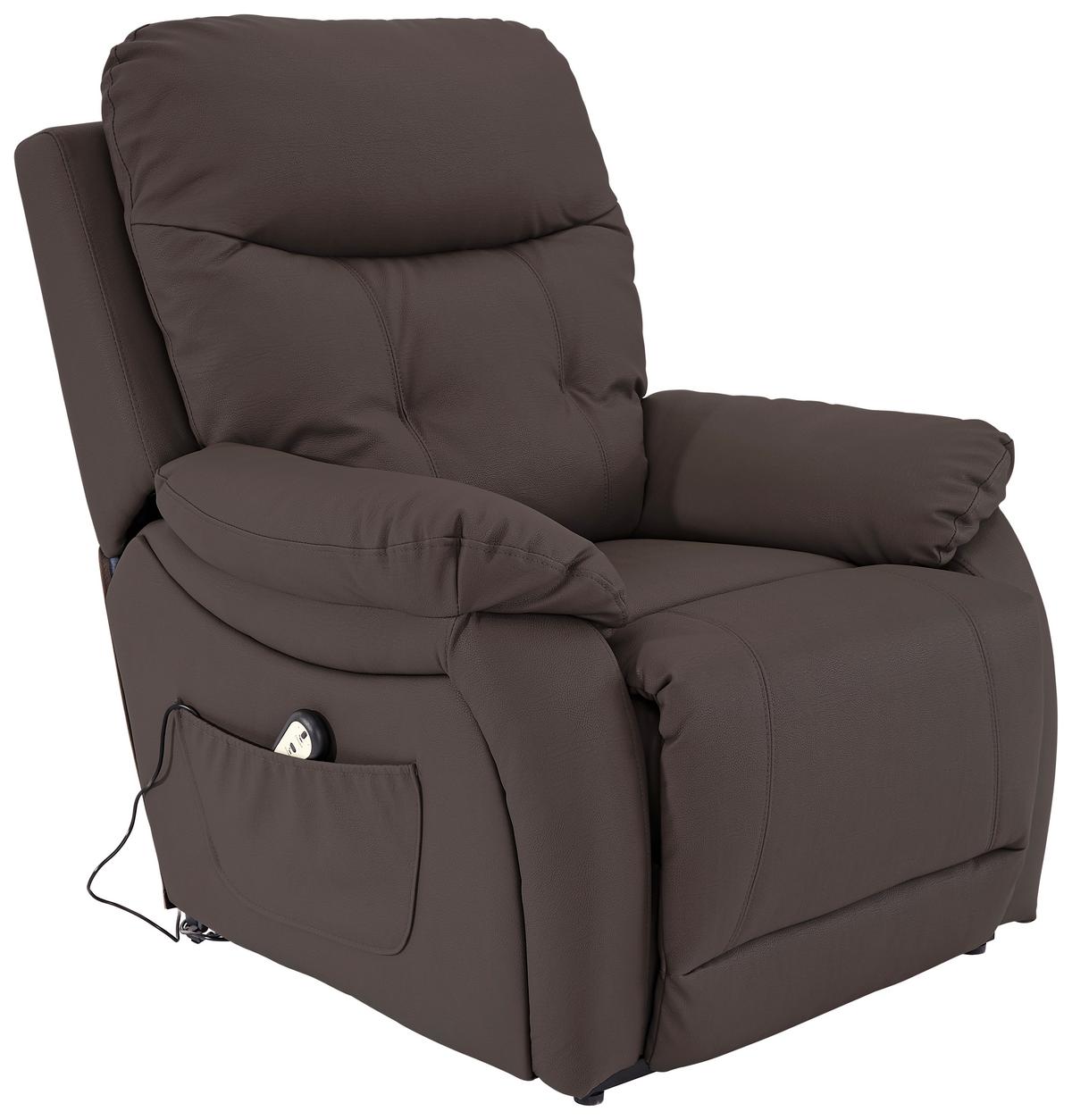 Relaxačné kreslo MARIO, hnedá, kožený vzhľad - hnedá/čierna, Konventionell, kov/textil (89/107-79/94-165cm) - James Wood
