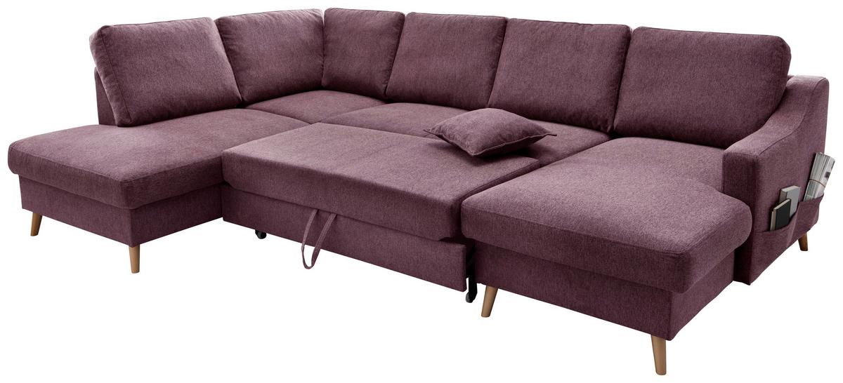 Wohnlandschat Valentina Mit Schlaffunktion Bordeaux - Bordeaux/Naturfarben, KONVENTIONELL, Textil (200/301/150cm) - P & B