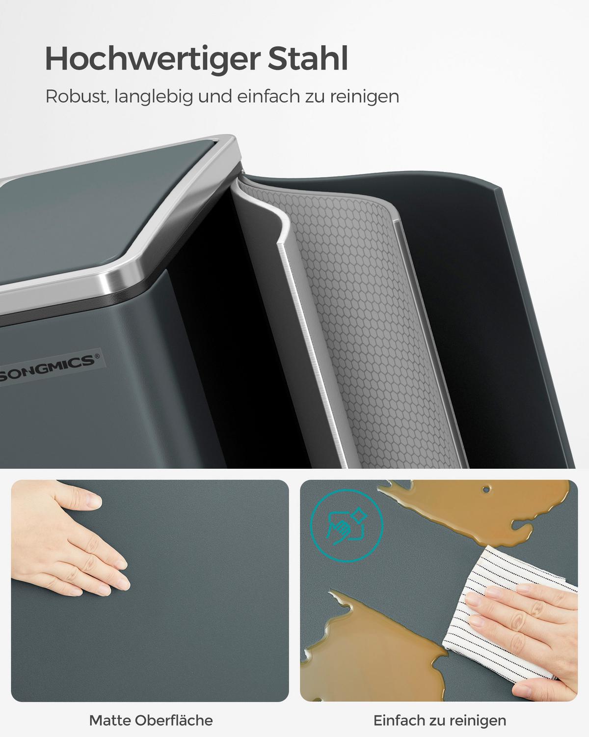 Abfallsammler Schwarz B: 41cm - Schwarz, Basics, Kunststoff/Metall (41/47/31,5cm)