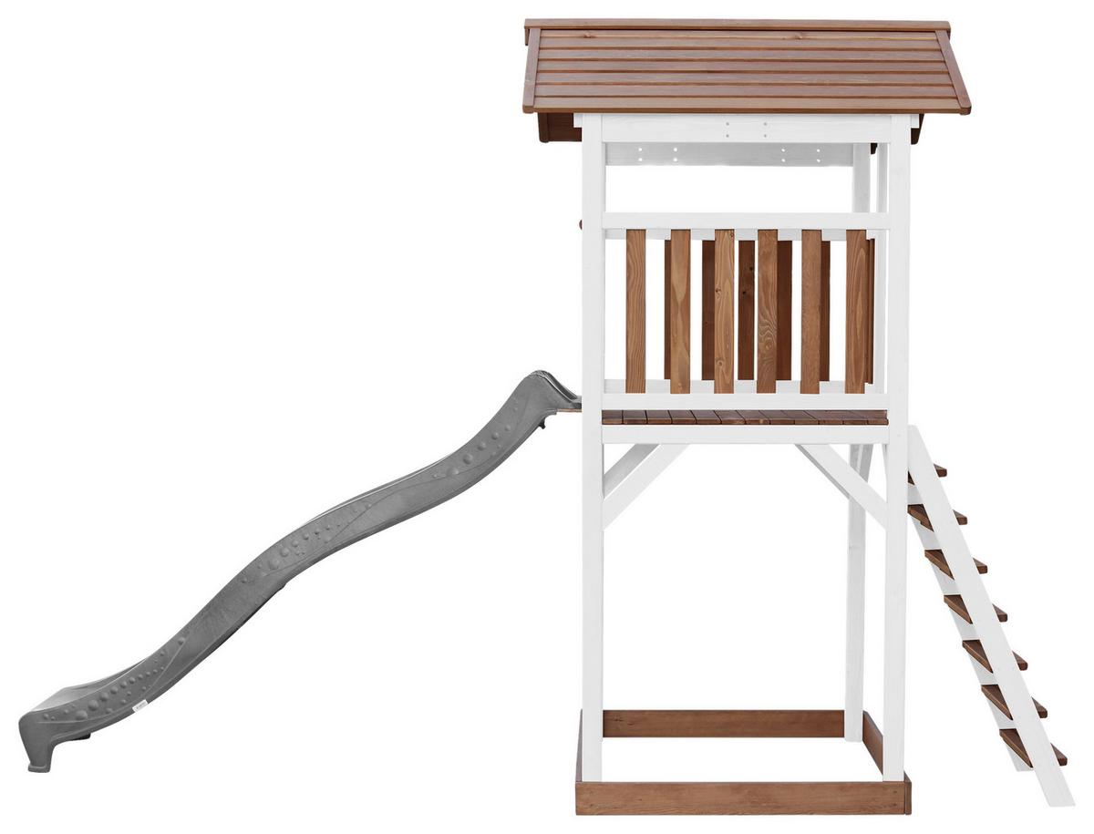 Spielturm A025.120.81 - Braun/Weiß, KONVENTIONELL, Holz/Kunststoff (111,2/241,9/349cm) - Ambia Garden