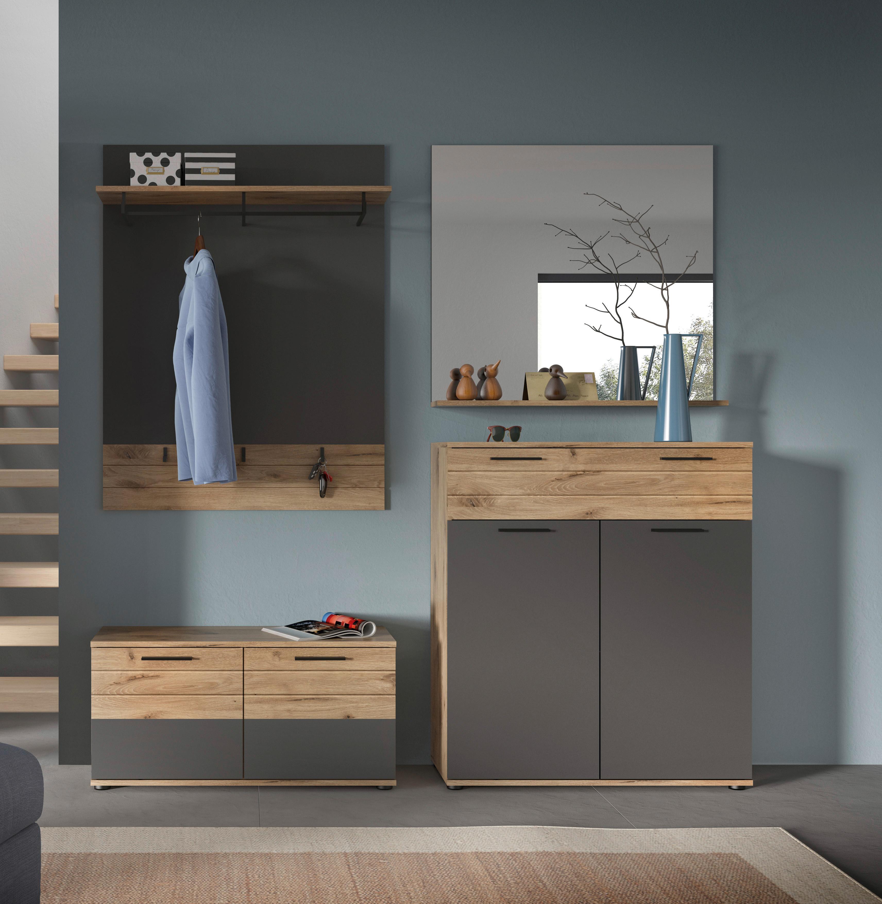 Mason B: 195 cm Nox Oak 4-teilig - Glas/Holzwerkstoff (195/200/38cm) - MID.YOU