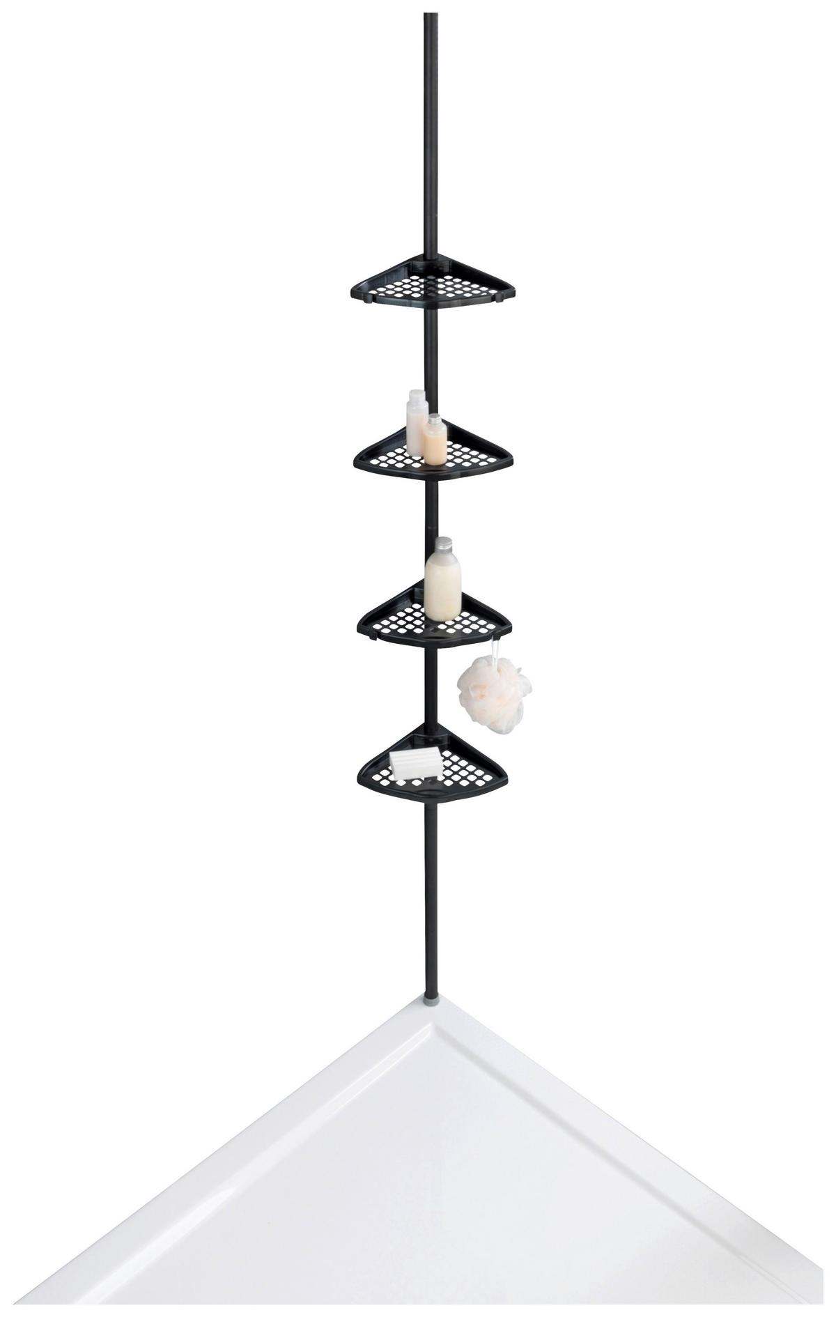 Badezimmerrregal Mit 4 Ablageflächen 19,5 cm Schwarz - Schwarz, KONVENTIONELL, Metall (19,5/85/26cm) - Wenko